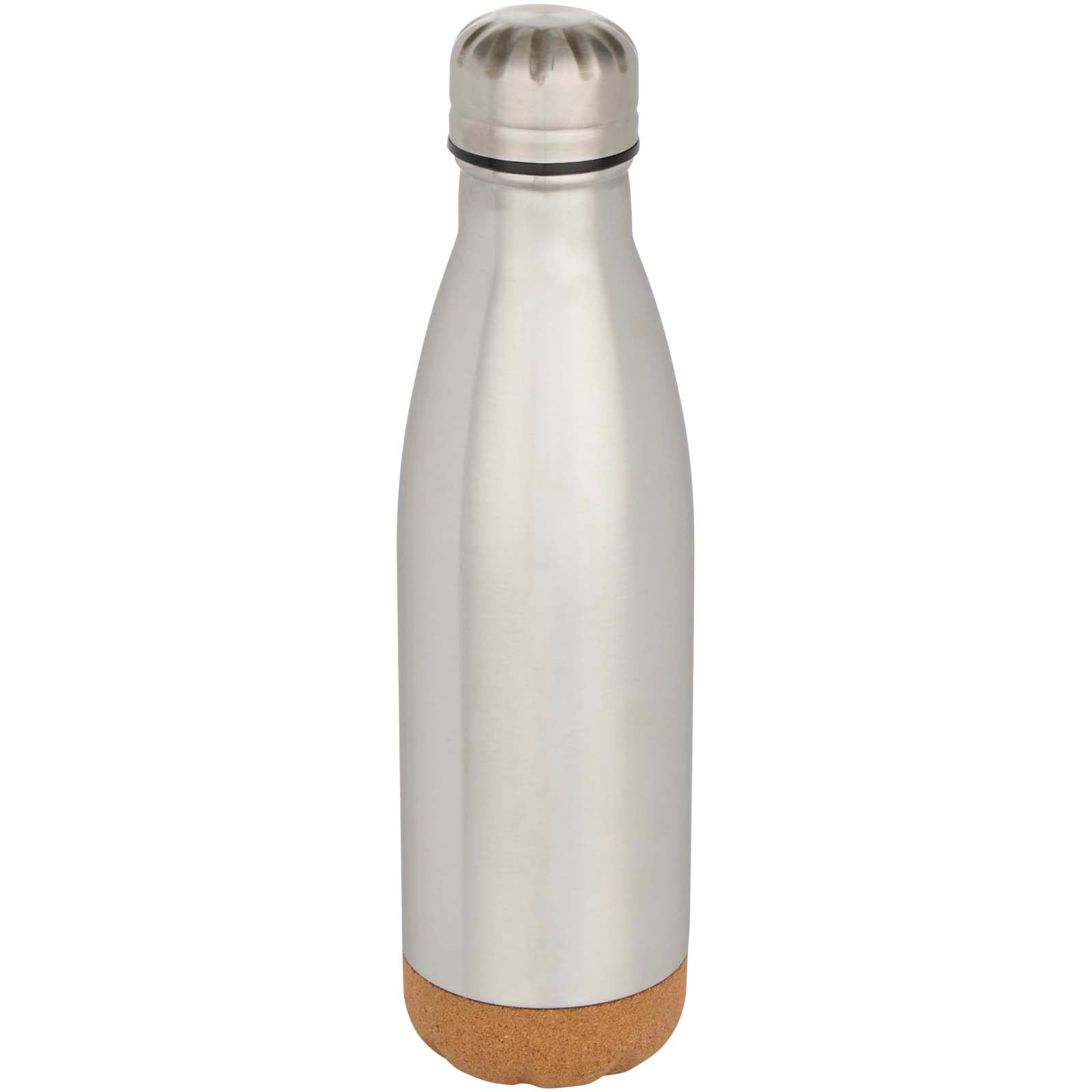 Cove 500 ml doppelwandige, vakuumisolierte Trinkflasche aus Edelstahl mit Korkdetails – Mattsilber