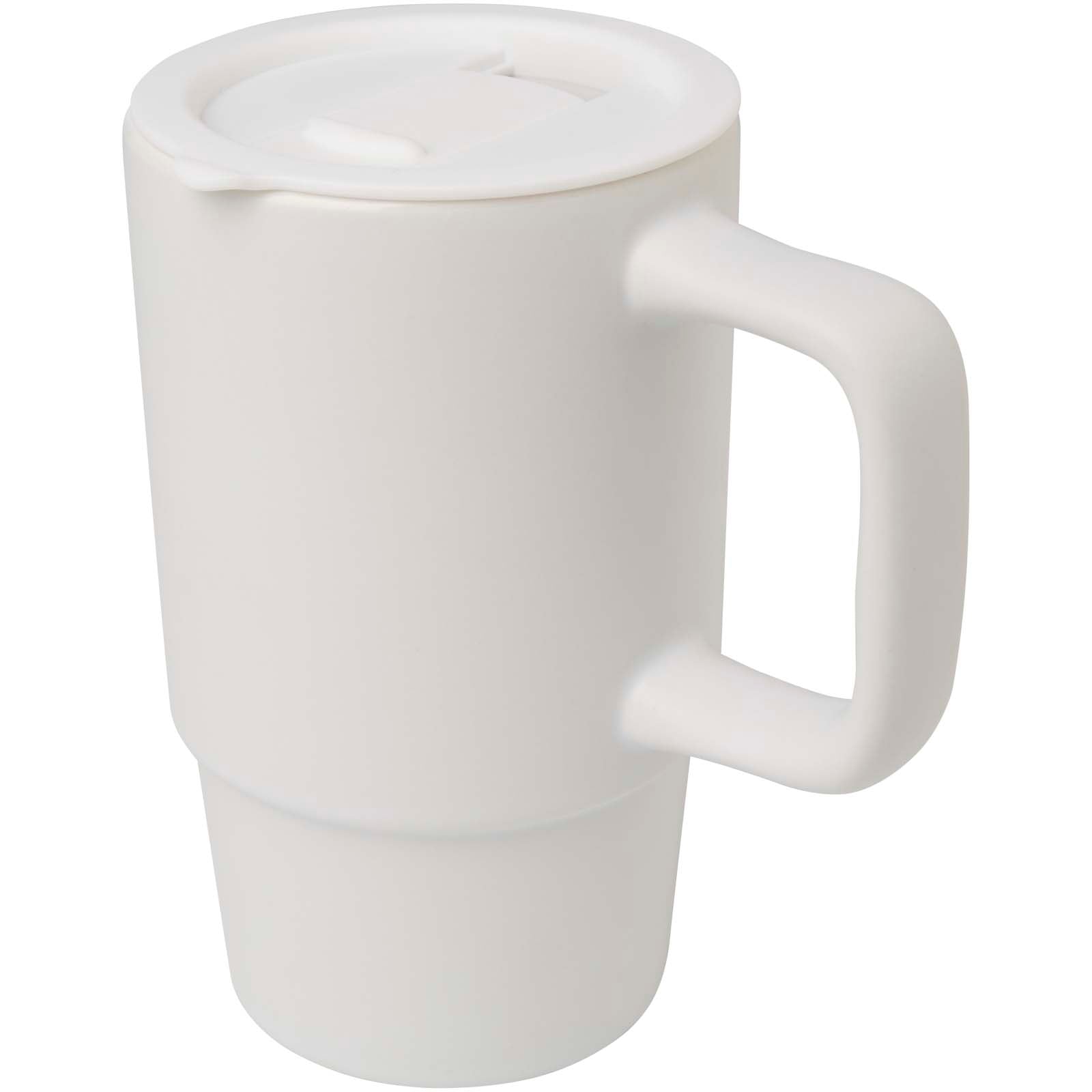 Carter 450 ml Keramiktasse mit Kunststoffdeckel – Weiss
