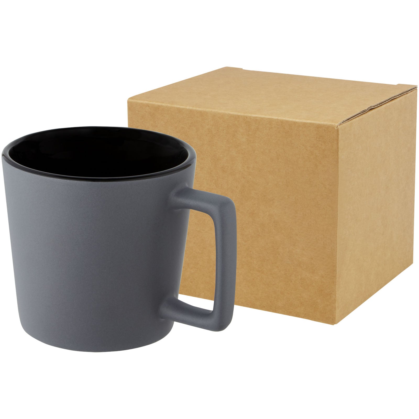 Cali 370 ml Keramiktasse mit matter Oberfläche – Schwarz und Grau Matt