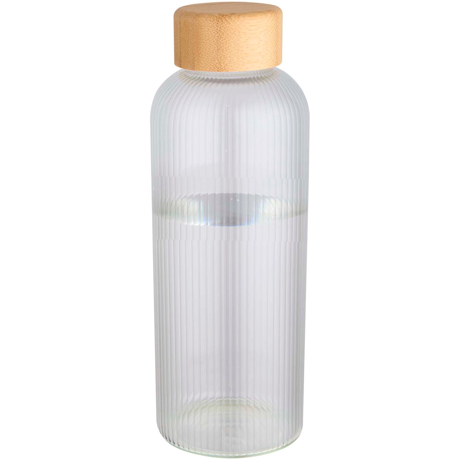 Mirage 650 ml einwandige Trinkflasche aus Borosilikatglas mit Bambusdeckel – Transparent