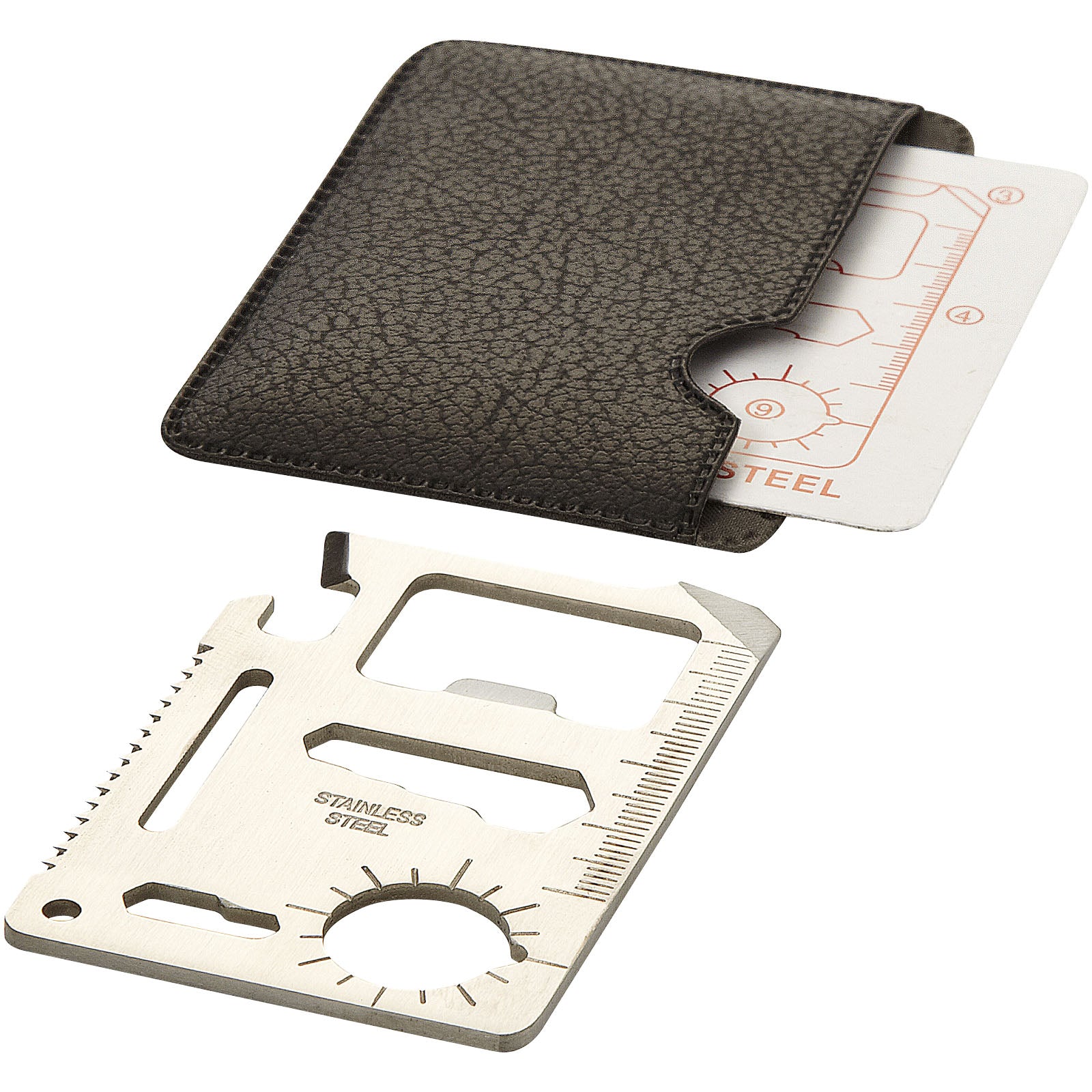 Saki Taschen Werkzeugkarte mit 15 Funktionen – Silber und Schwarz