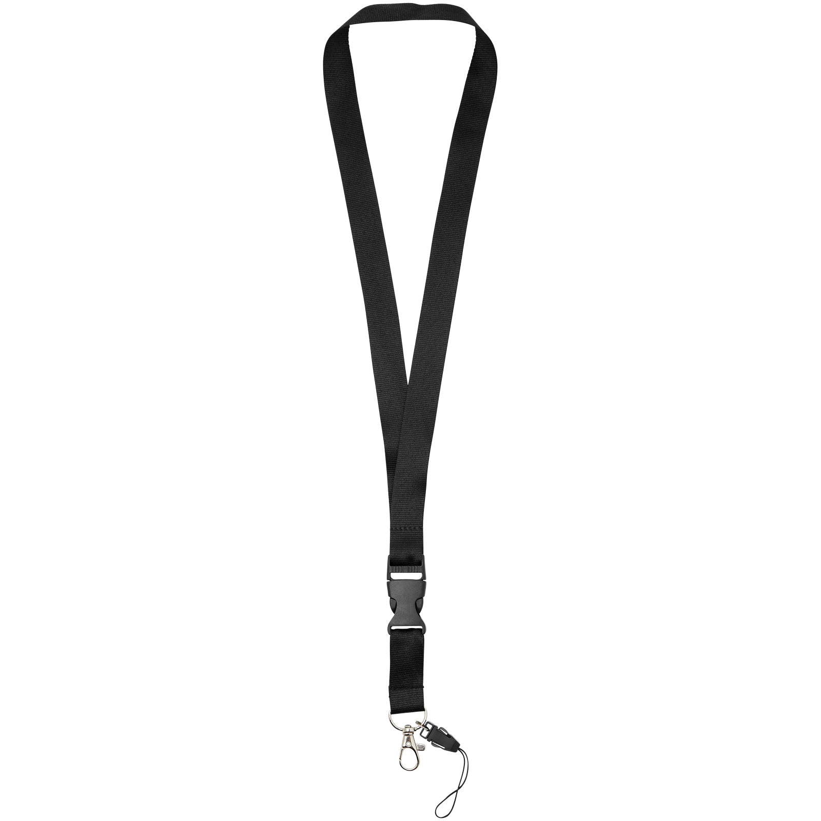 Sagan Lanyard mit abnehmbarer Schnalle und Handyband – Schwarz