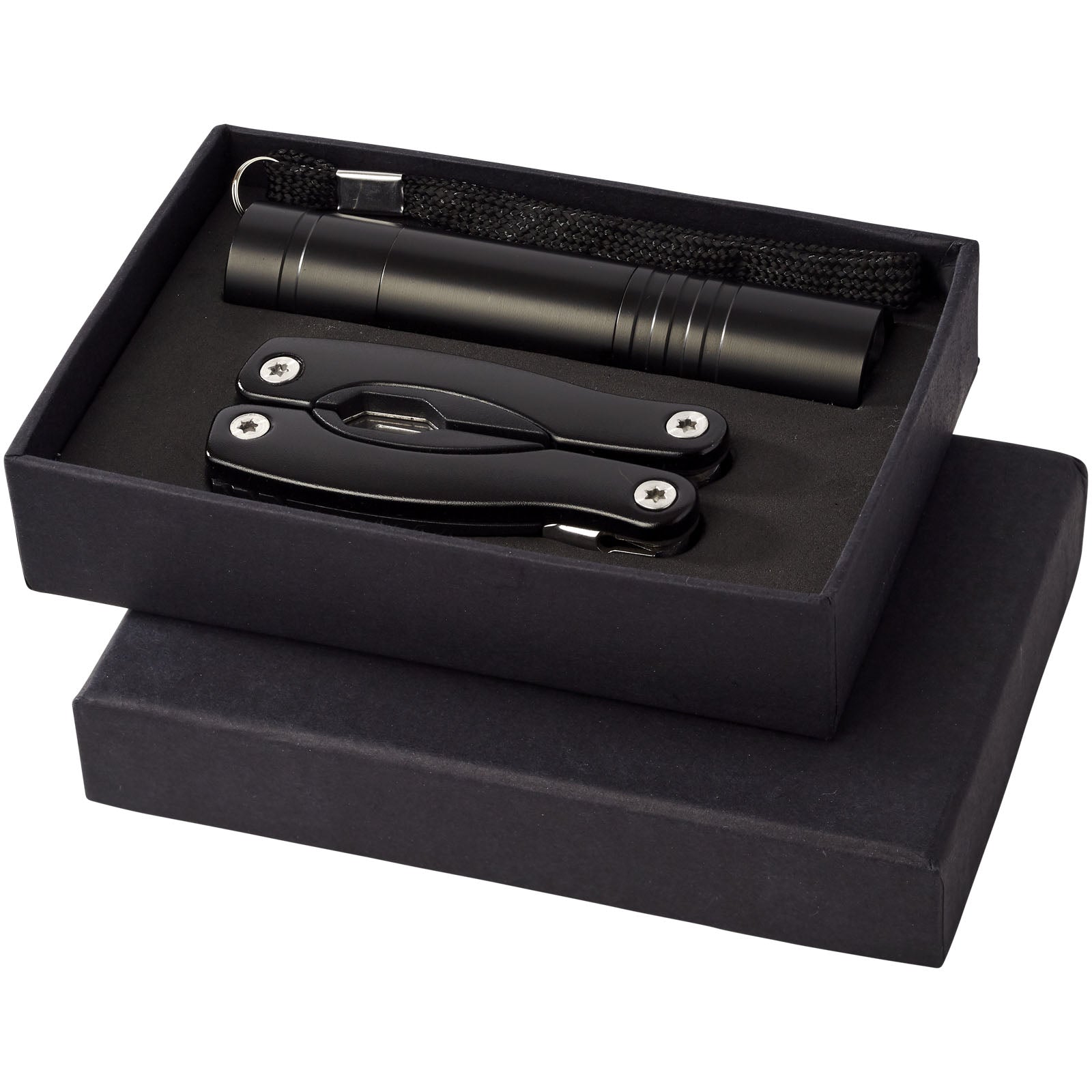 Scout Multifunktionswerkzeugs- und LED-Taschenlampen-Set – Schwarz