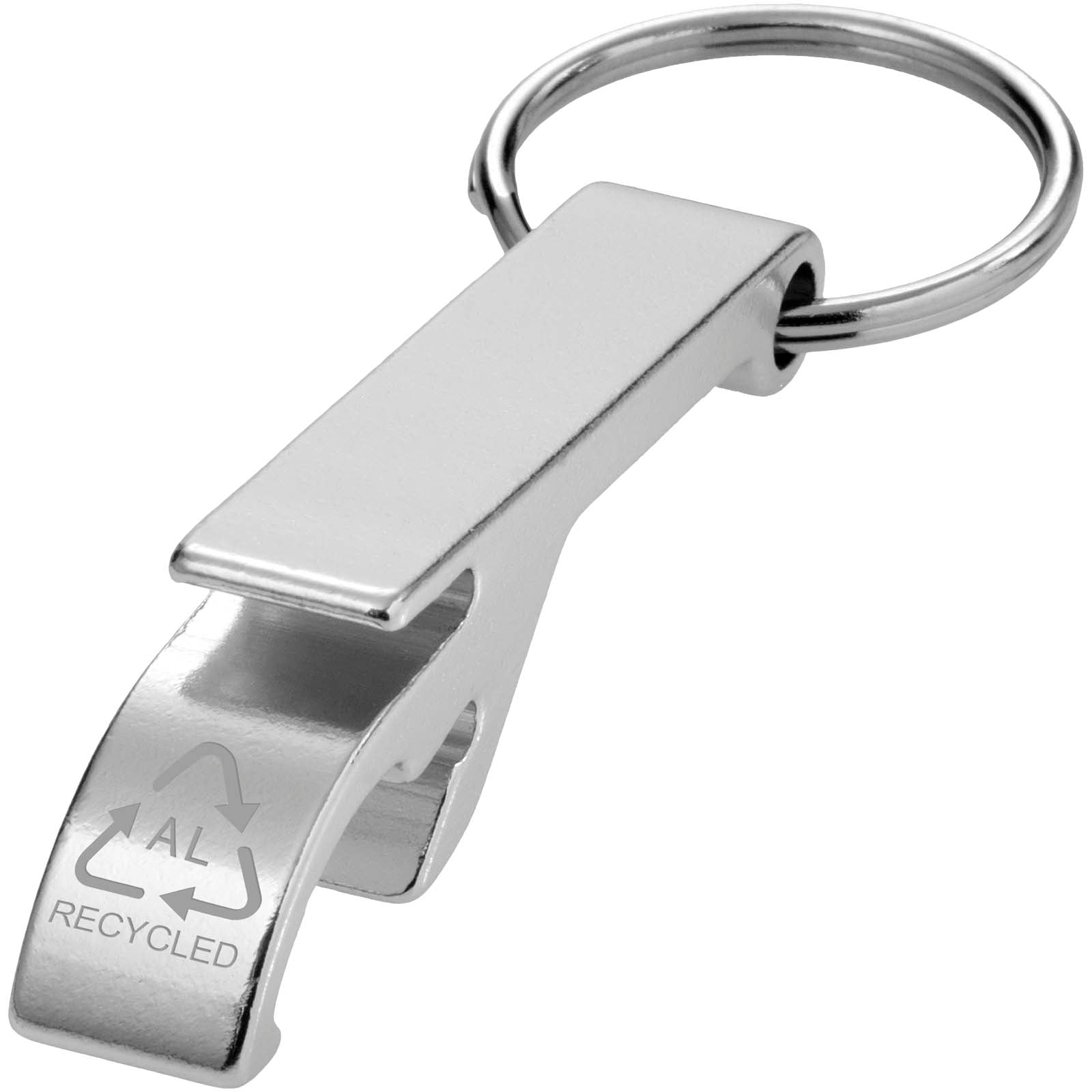 Tao Schlüsselanhänger mit Flaschen- und Dosenöffner aus recyceltem RCS Aluminium – Silber