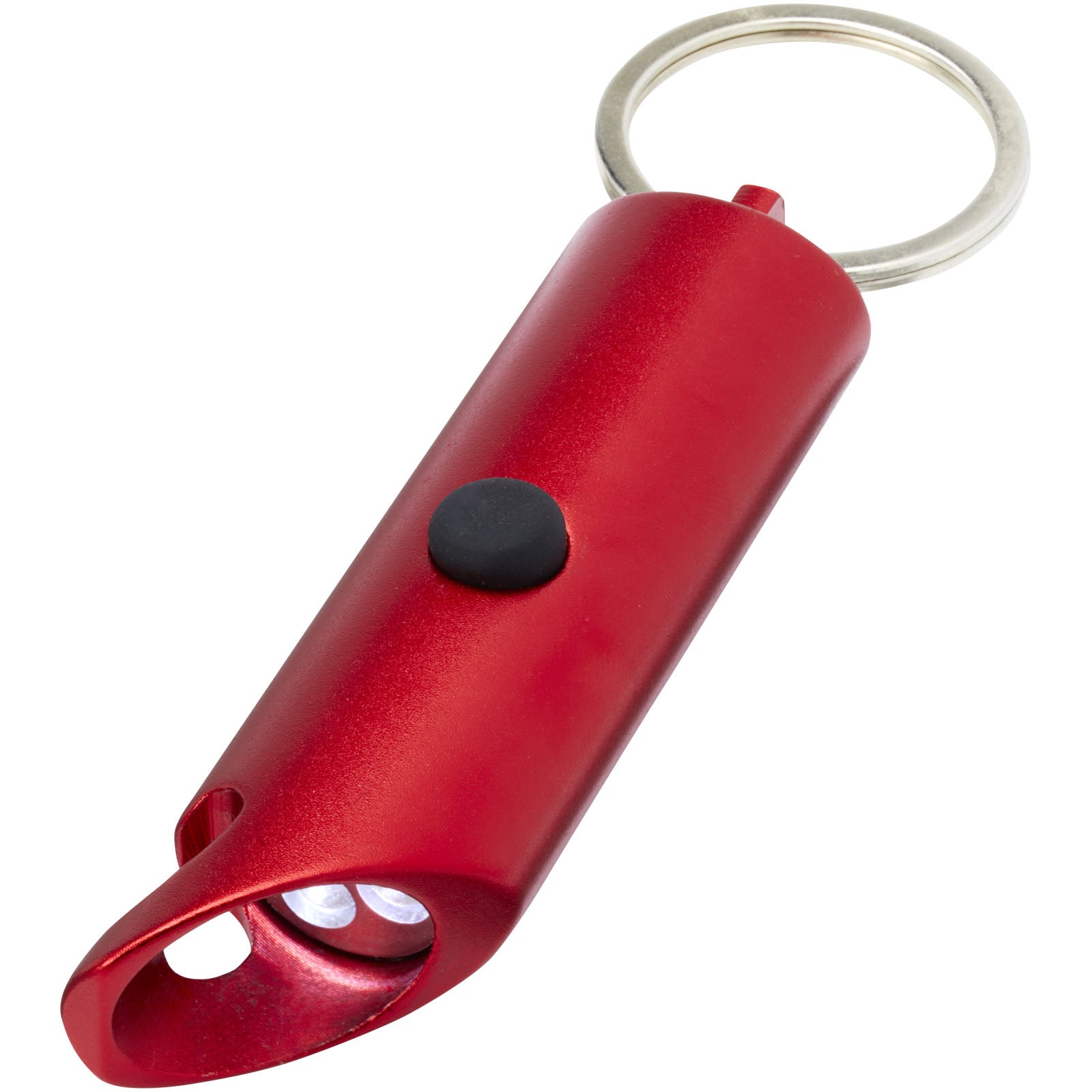 Flare IPX-LED-Lampe und Flaschenöffner aus recyceltem Aluminium mit Schlüsselanhänger – Rot
