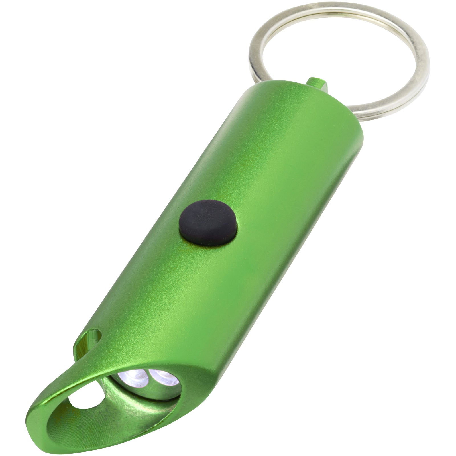 Flare IPX-LED-Lampe und Flaschenöffner aus recyceltem Aluminium mit Schlüsselanhänger – Grün