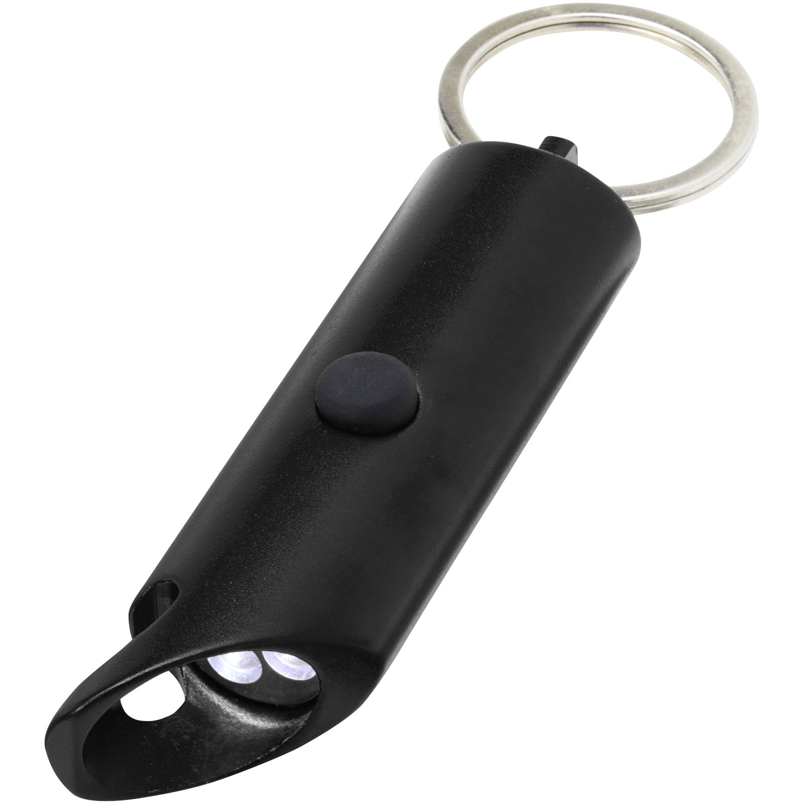 Flare IPX-LED-Lampe und Flaschenöffner aus recyceltem Aluminium mit Schlüsselanhänger – Schwarz