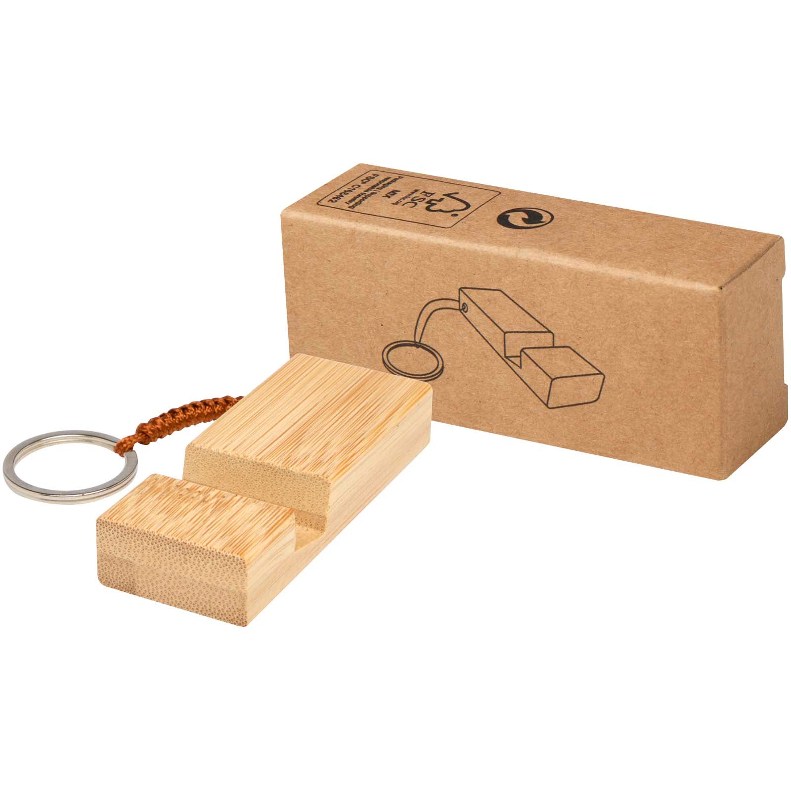 Bosona Smartphonehalterung mit Schlüsselanhänger aus Bambus – Holz