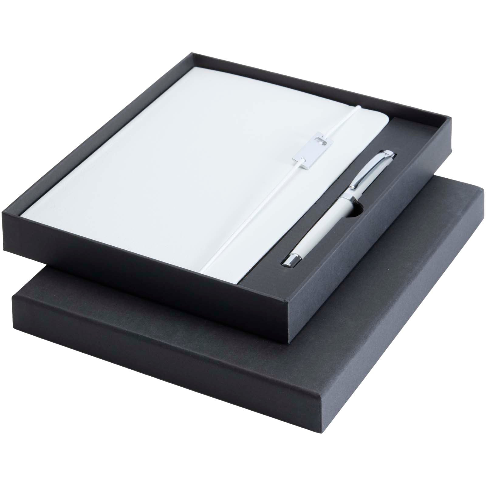 Legato Elegance A5 Hardcover Notizbuch mit Tintenroller Set – Weiss