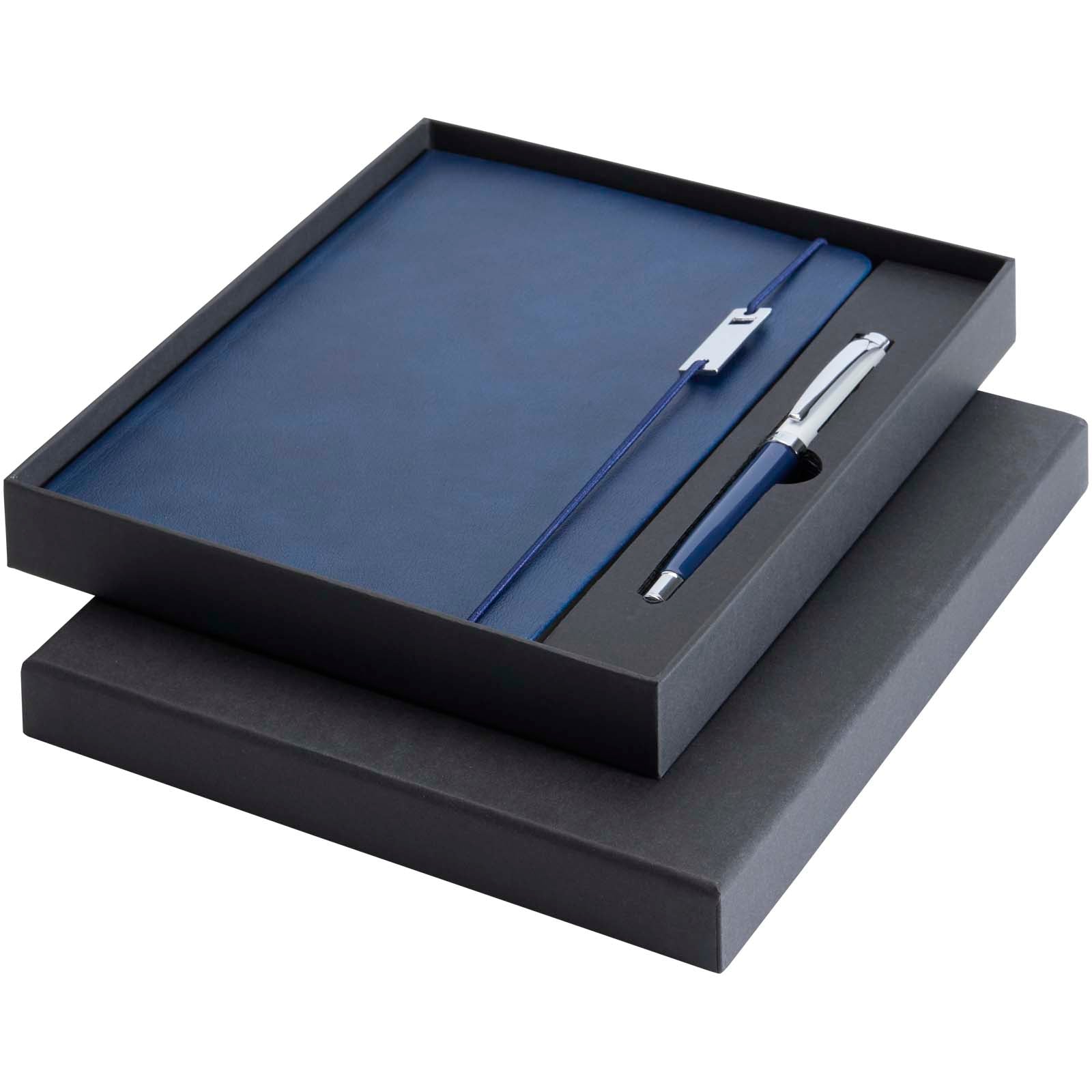 Legato Elegance A5 Hardcover Notizbuch mit Tintenroller Set – Ozeanblau und Weiss