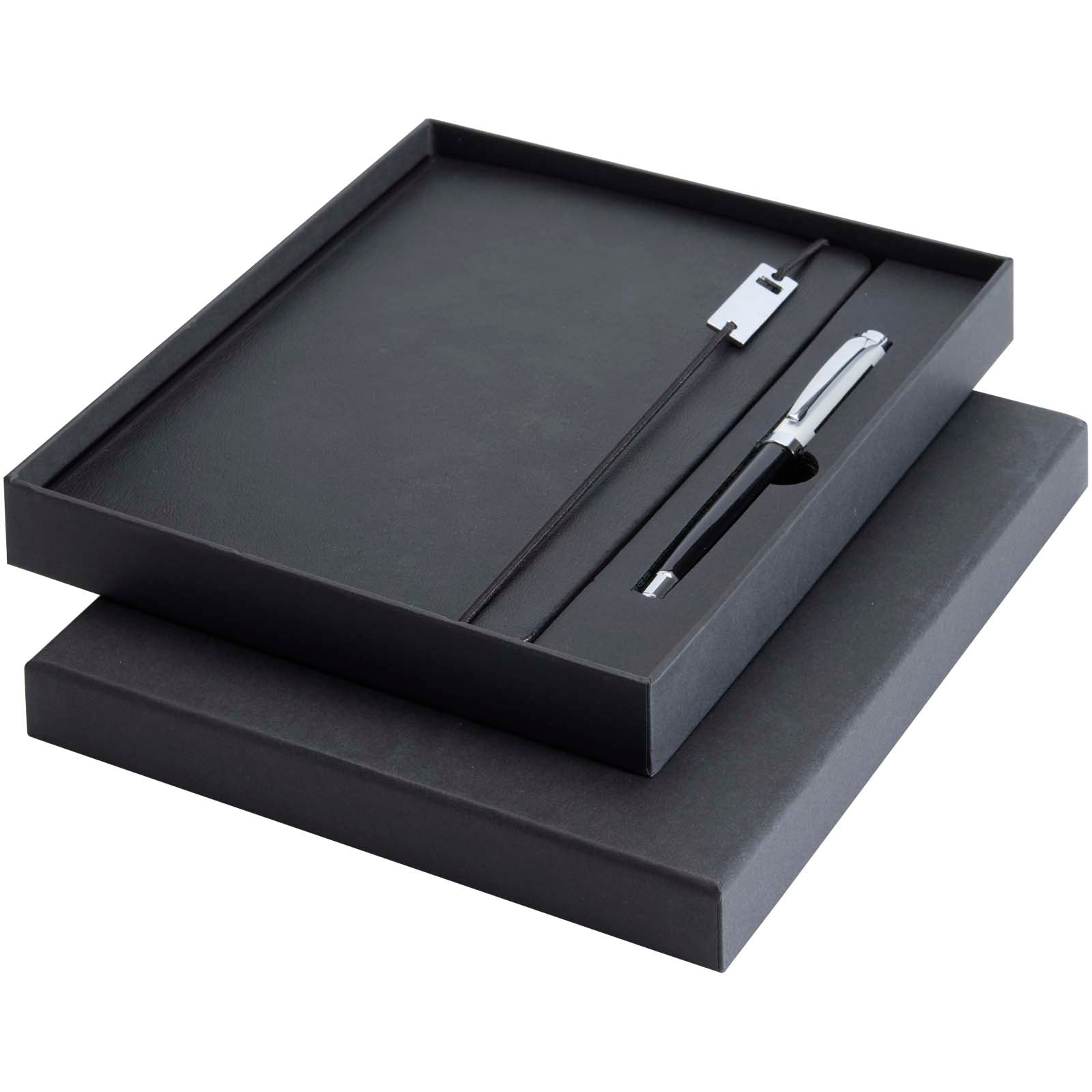 Legato Elegance A5 Hardcover Notizbuch mit Tintenroller Set – Schwarz-primär und Weiss