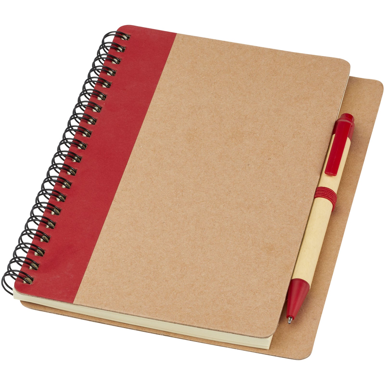 Priestly A6 Recycling Notizbuch mit Stift – Natur und Rot