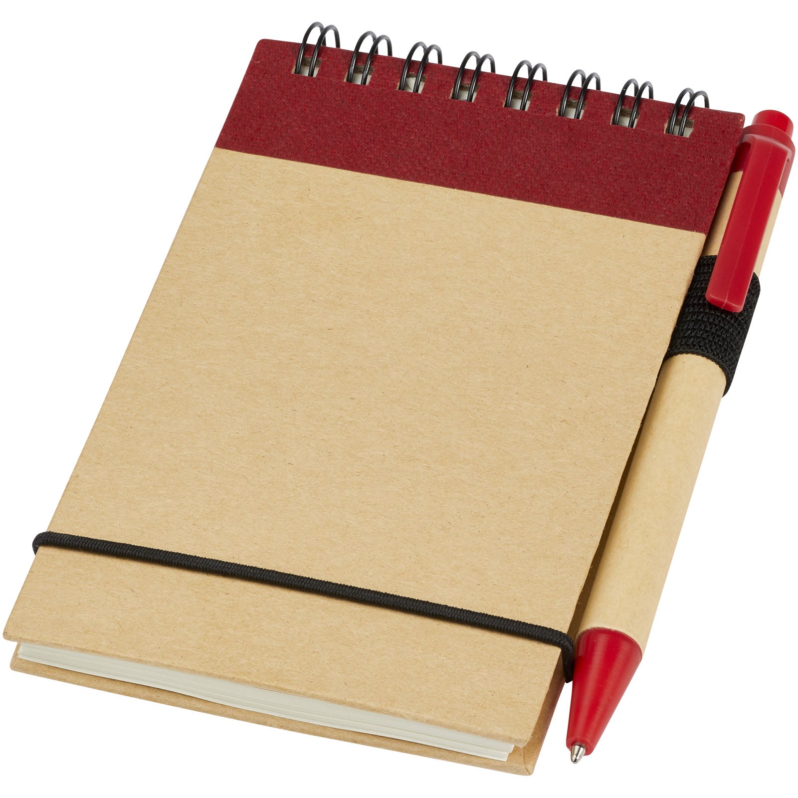 Zuse A7 Recycling Notizblock mit Stift – Natur und Rot
