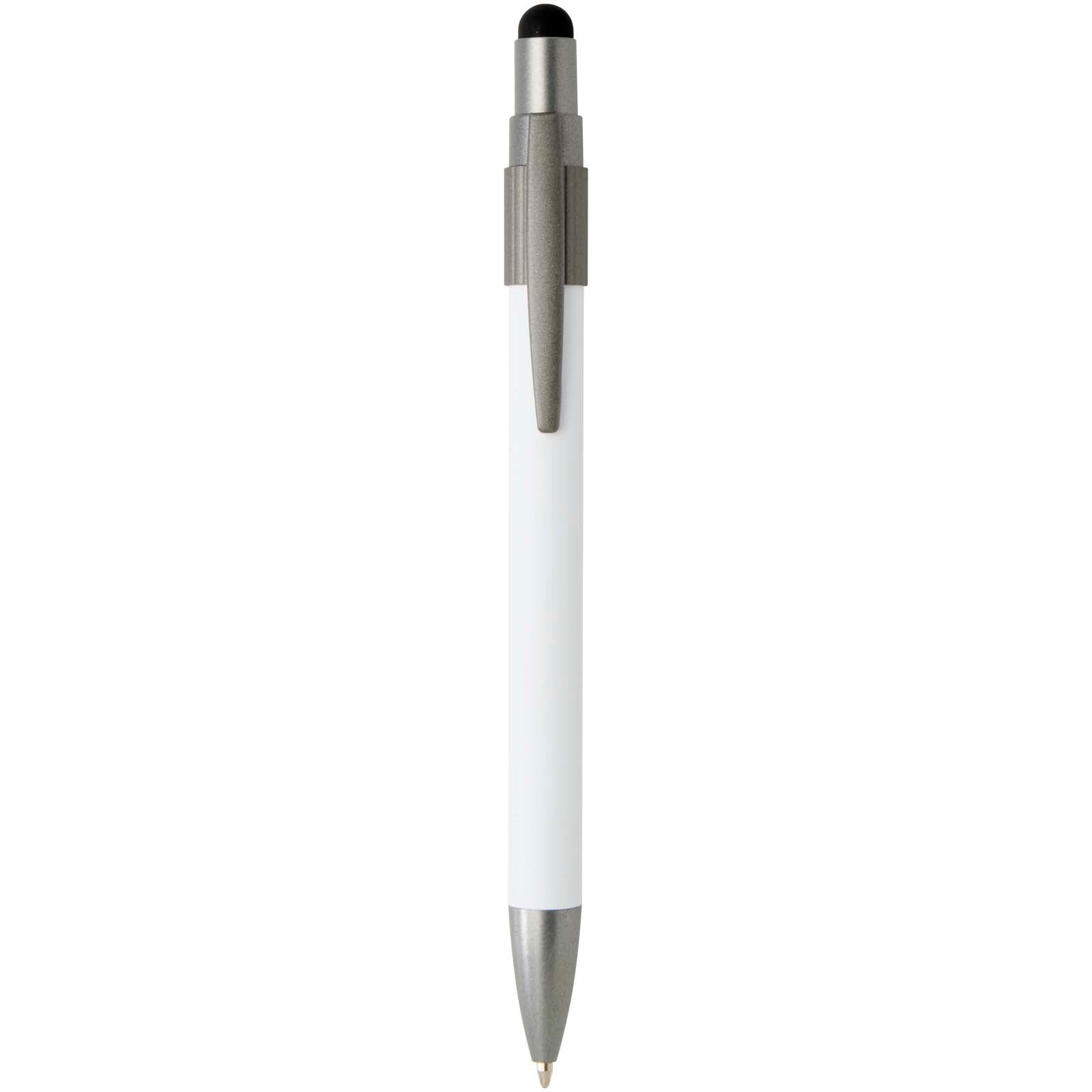 Rill RCS recycelter Kugelschreiber mit Stylus und Fidget Spinner (blaue Mine) – Weiss