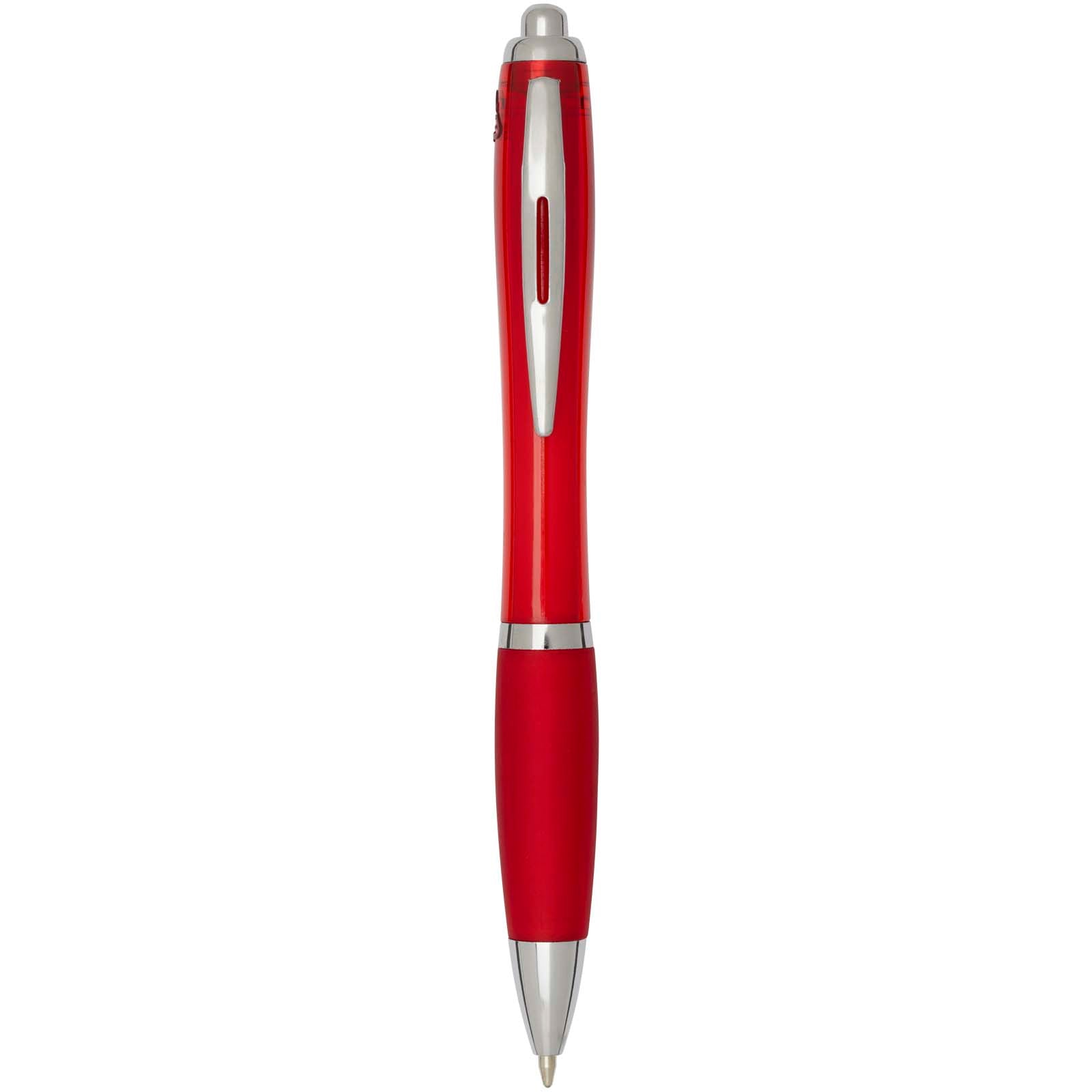 Nash RCS Kugelschreiber aus recyceltem Kunststoff mit farbigem Schaft und Griffzone (blaue Tinte) – Rot