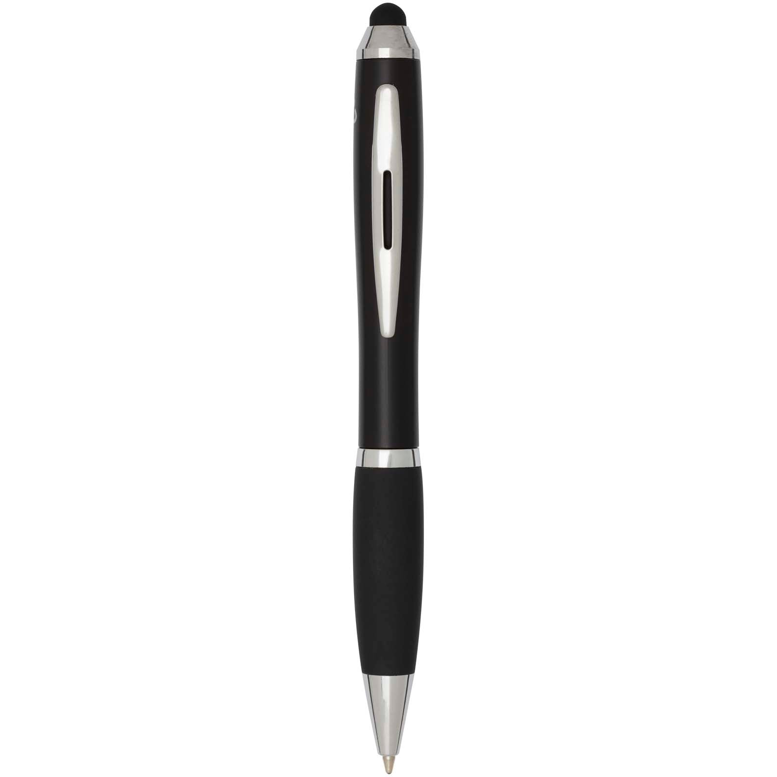Nash RCS Stylus Kugelschreiber aus recyceltem Kunststoff mit farbigem Schaft und schwarzem Griff (schwarze Tinte) – Schwarz