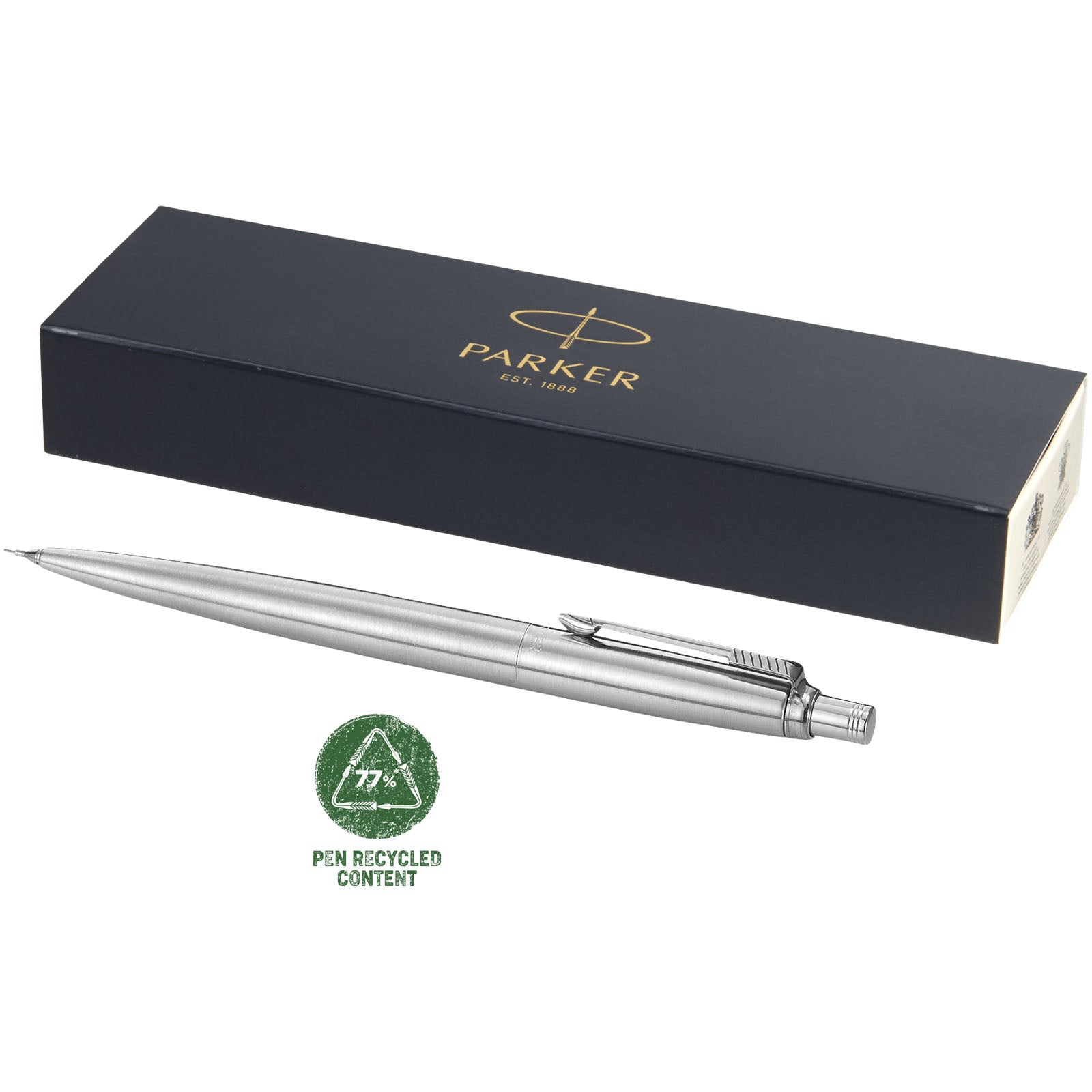 Parker Jotter Druckbleistift mit integriertem Radiergummi (schwarze Mine) – Stahl