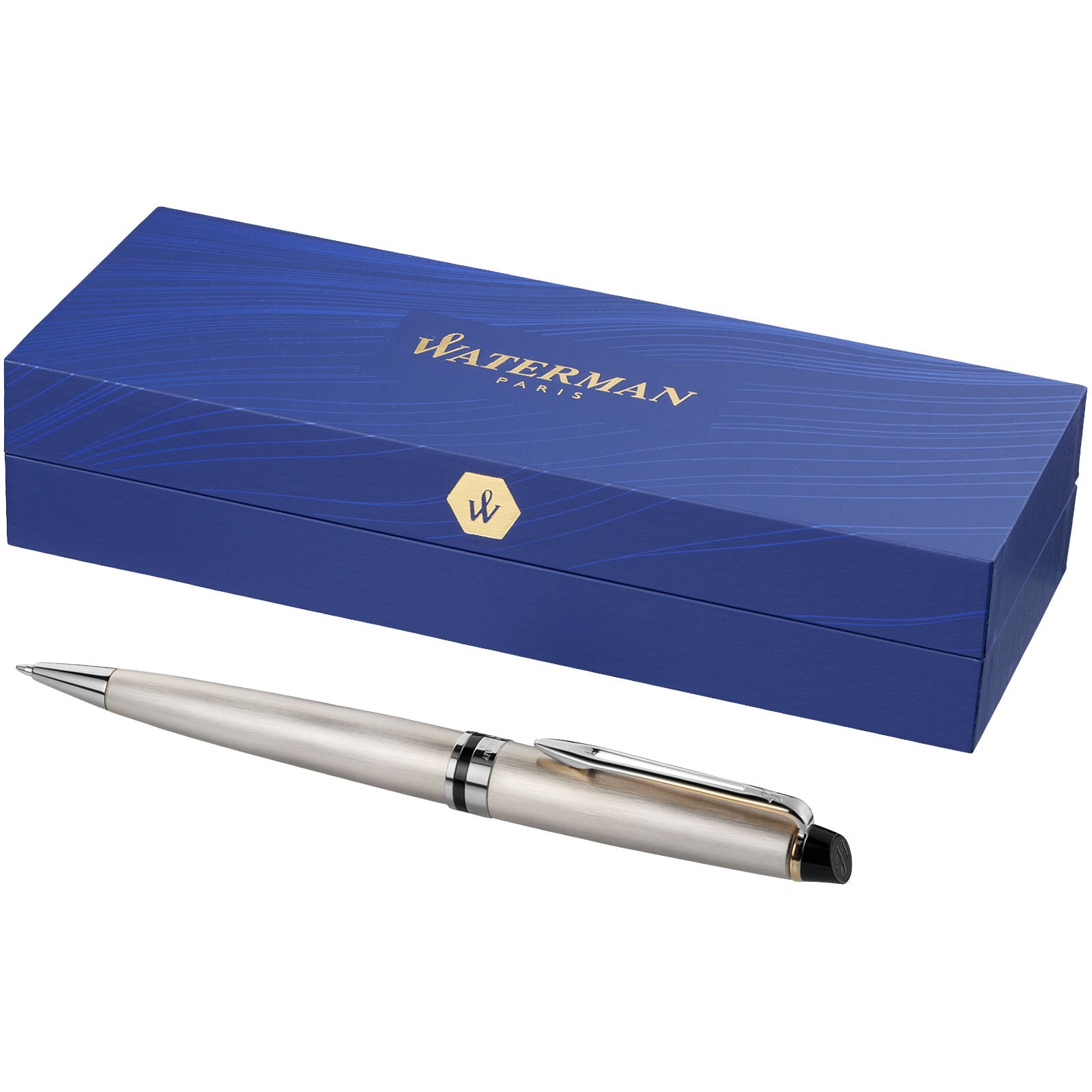 Waterman Expert Kugelschreiber (blaue Mine) – Stahl und Gold