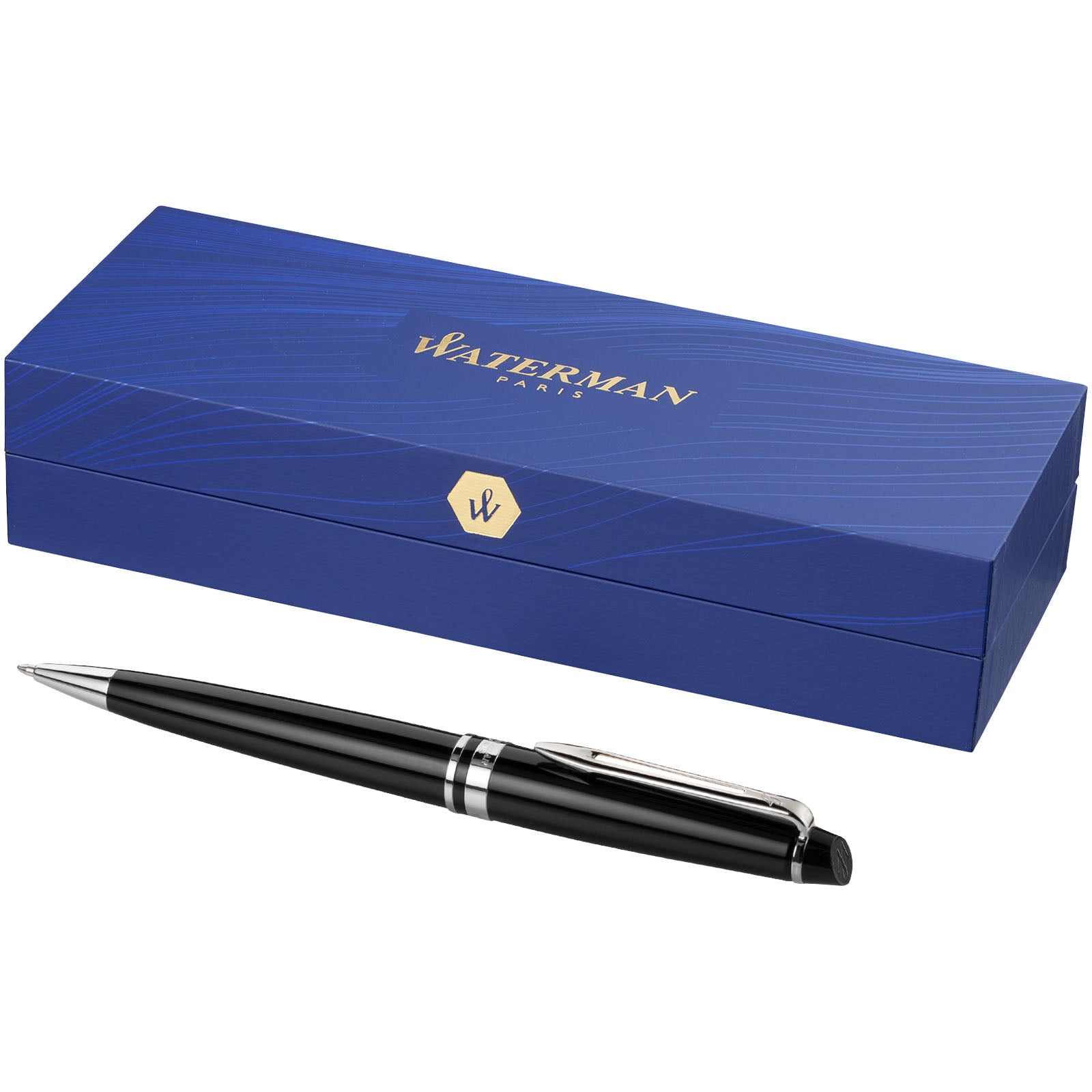 Waterman Expert Kugelschreiber (blaue Mine) – Schwarz und Silber