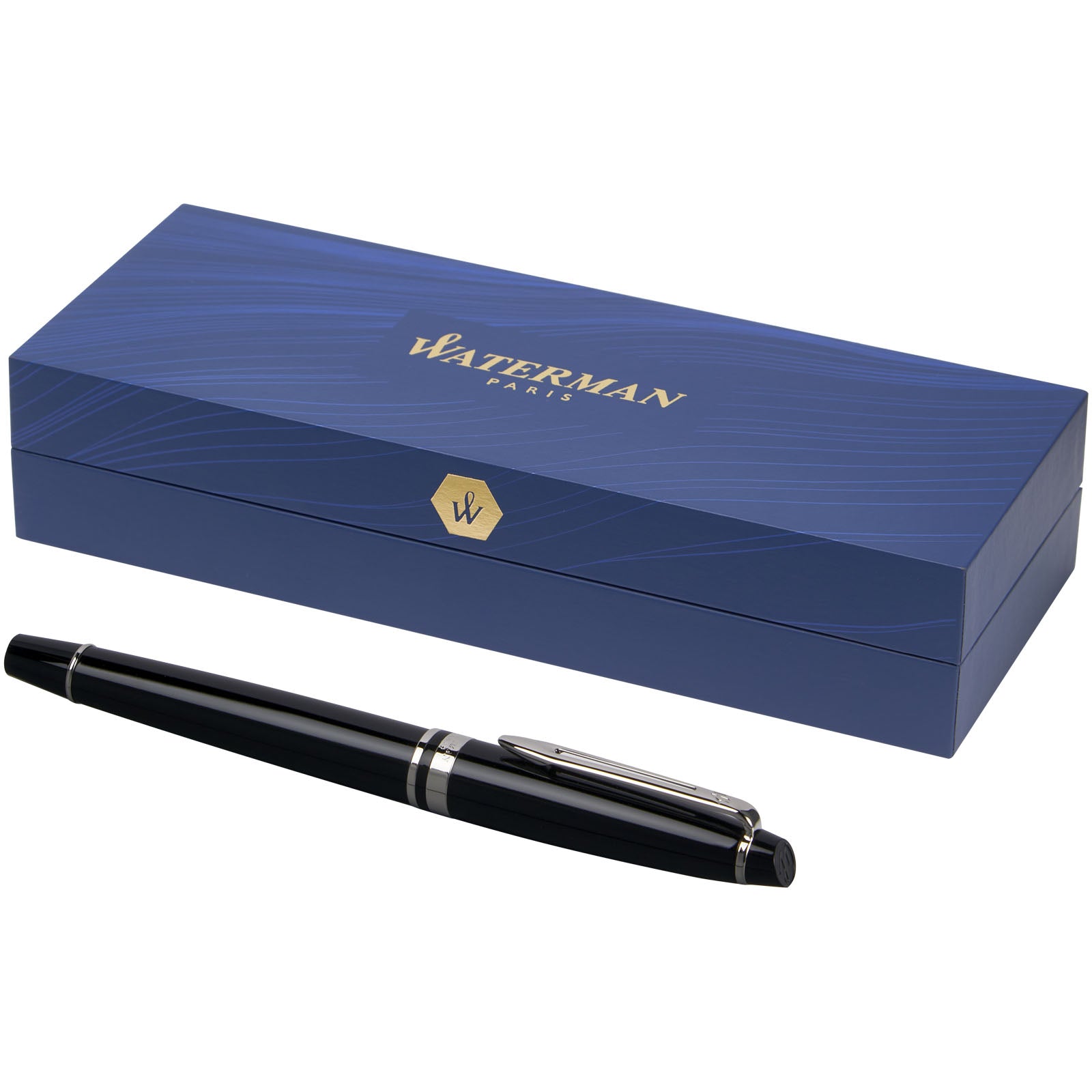Waterman Expert Tintenroller (schwarze Mine) – Schwarz und Silber