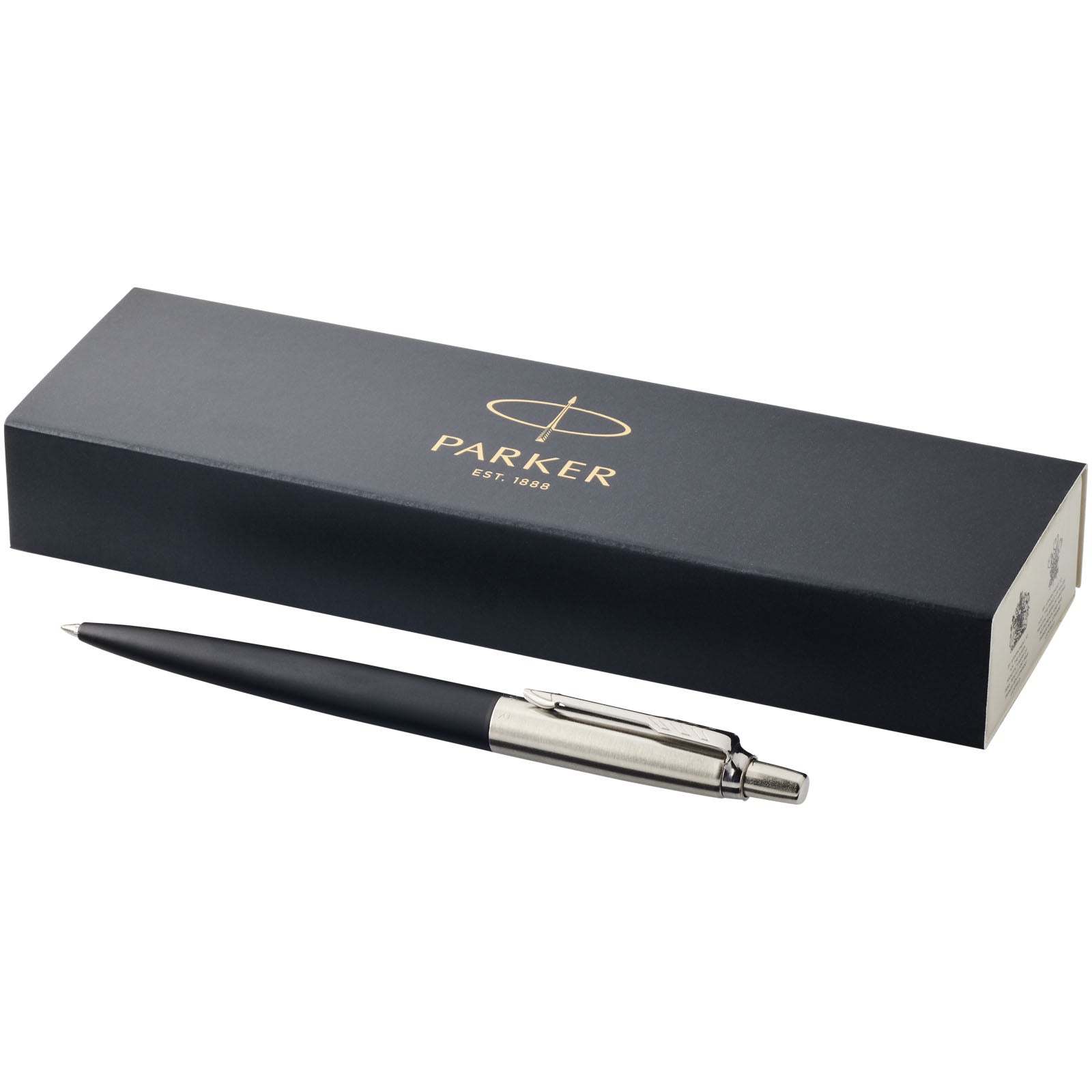 Parker Jotter Bond Street Kugelschreiber (blaue Mine) – Schwarz und Silber