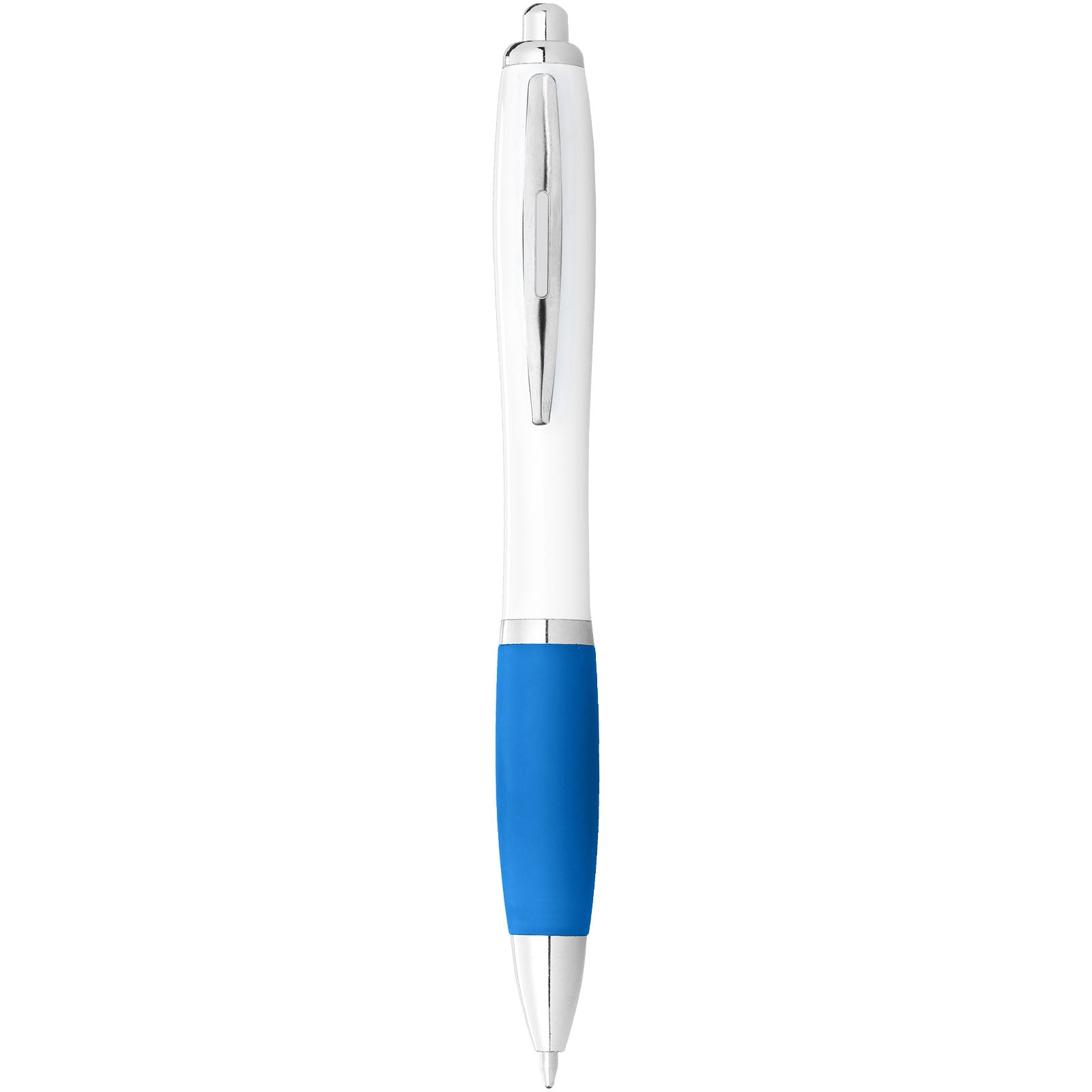 Nash Kugelschreiber weiß mit farbigem Griff (blaue Mine) – Weiss und Aquablau