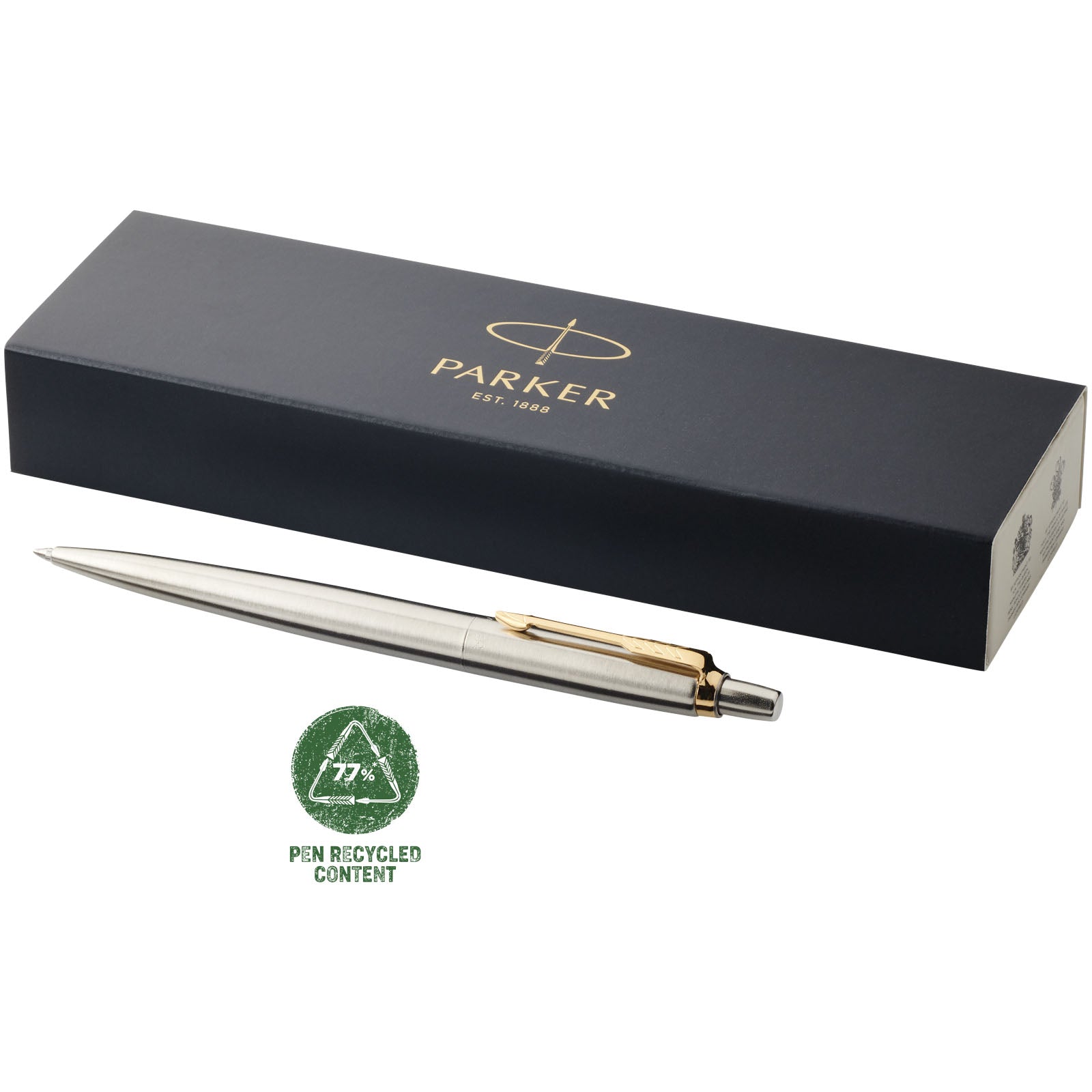 Parker Jotter Edelstahl Kugelschreiber (blaue Mine) – Edelstahl Grau