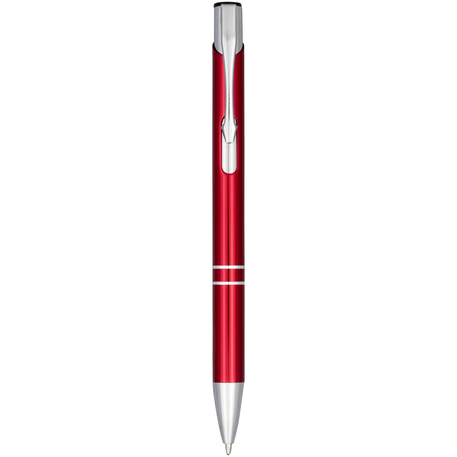 Moneta Druckkugelschreiber aus eloxierterm Aluminium (blaue Mine) – Rot