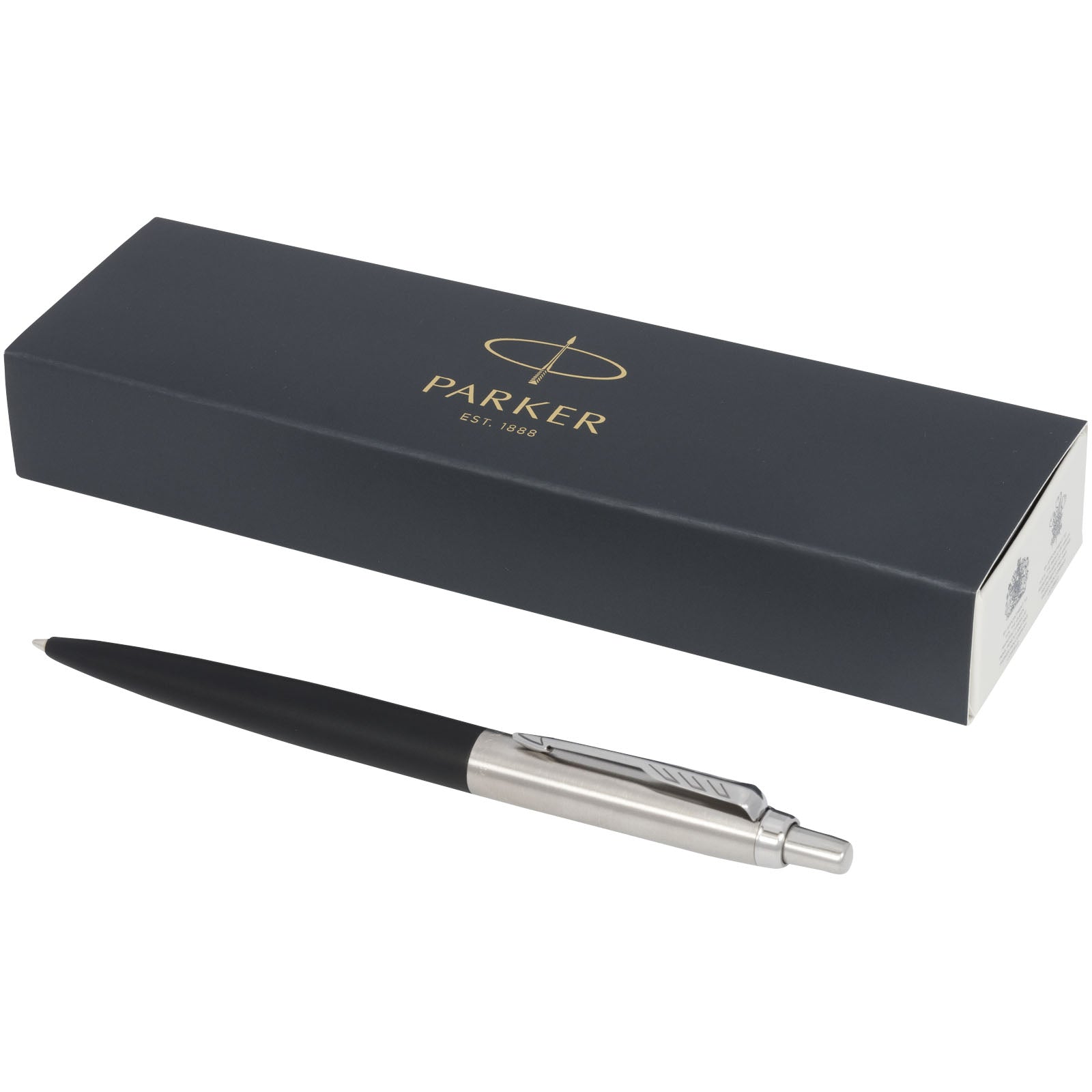 Parker Jotter XL matt mit Kugelschreiber mit Chromverzierung (blaue Mine) – Schwarz