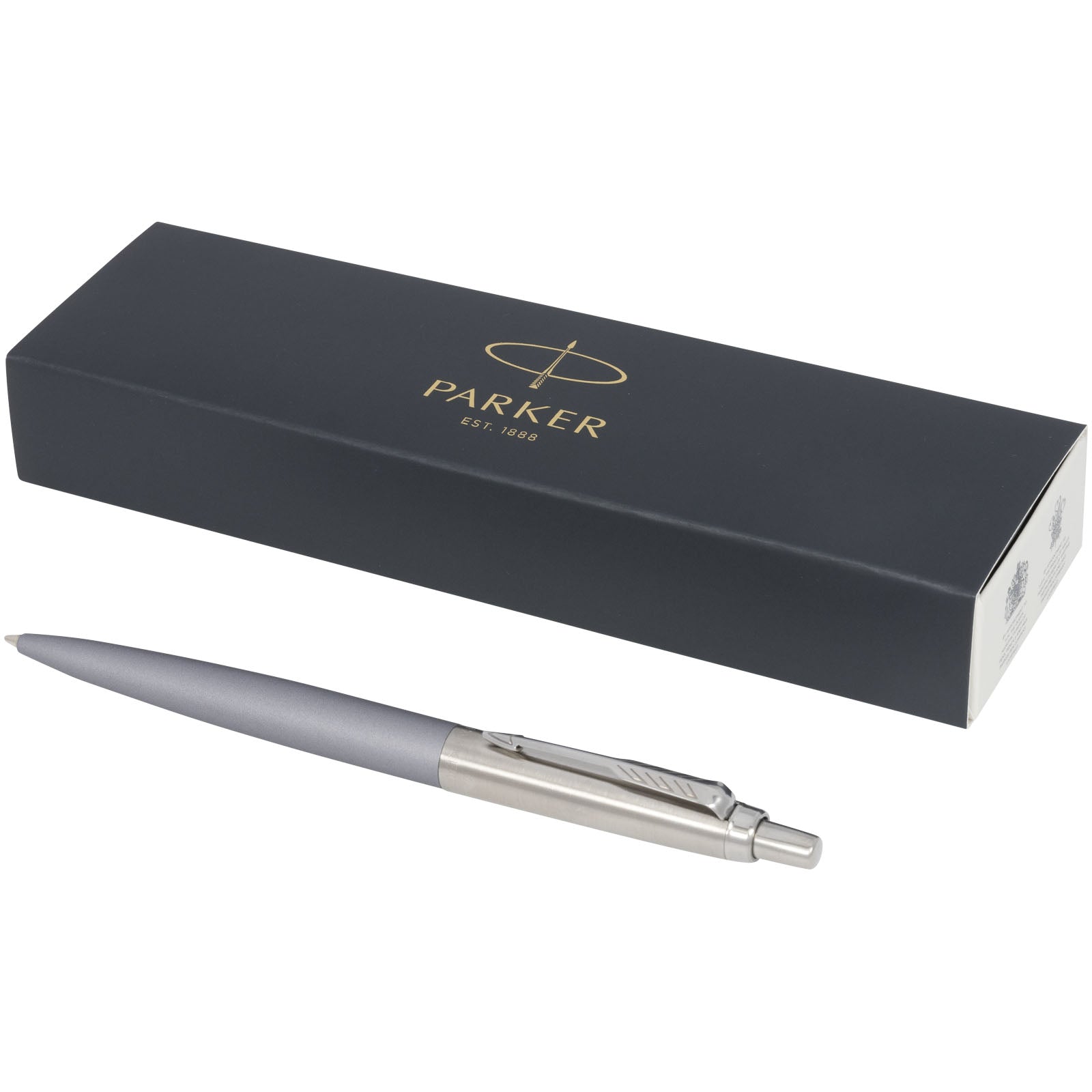 Parker Jotter XL matt mit Kugelschreiber mit Chromverzierung (blaue Mine) – Grau