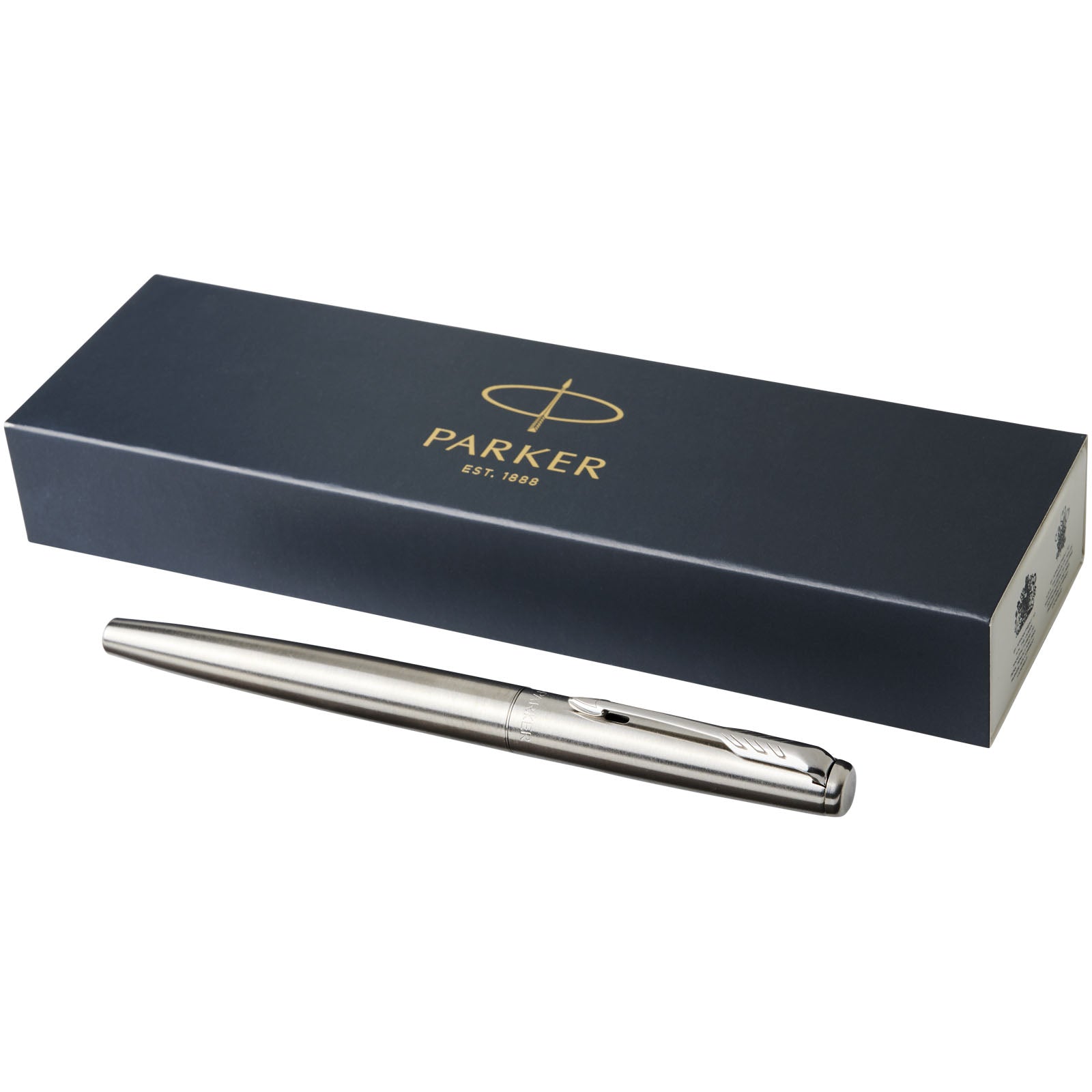 Parker Jotter Füllfederhalter Edelstahl (blaue Mine) – Edelstahl Grau und Chrom