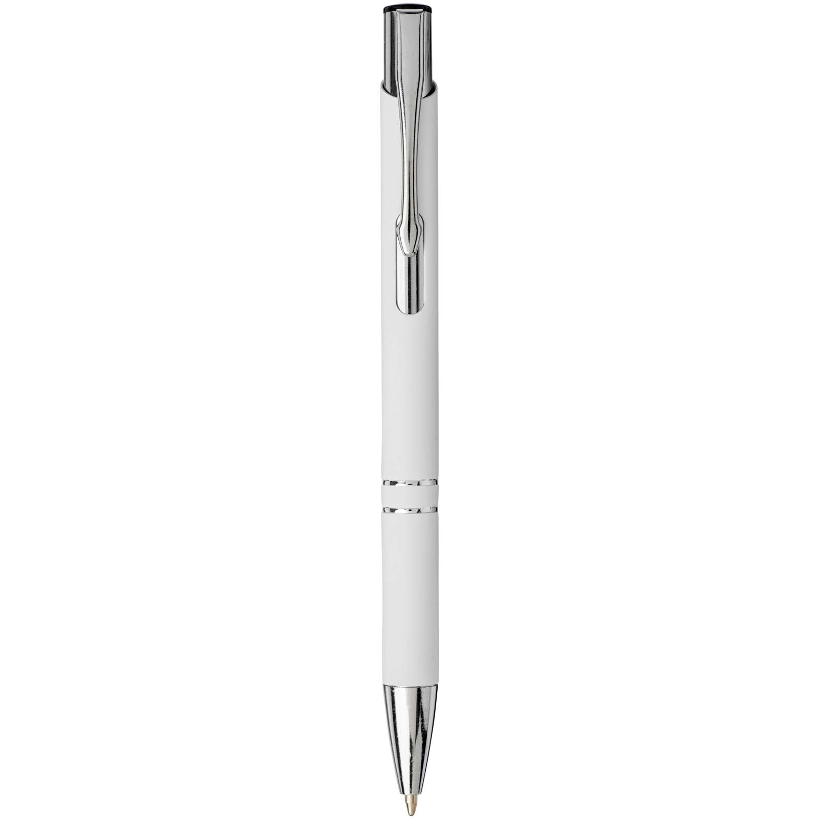 Moneta Soft Touch Druckkugelschreiber (schwarze Mine) – Weiss