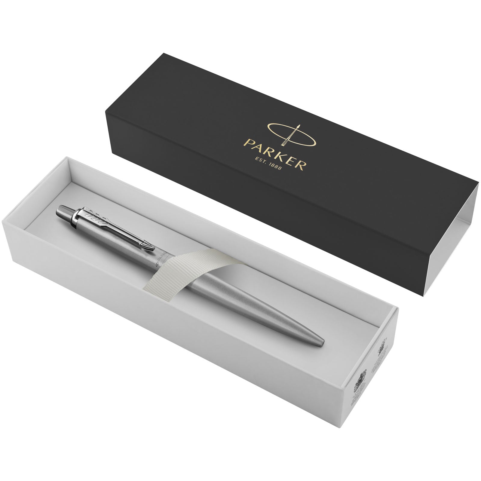 Parker Jotter einfarbiger XL Kugelschreiber (blaue Mine) – Edelstahl Grau