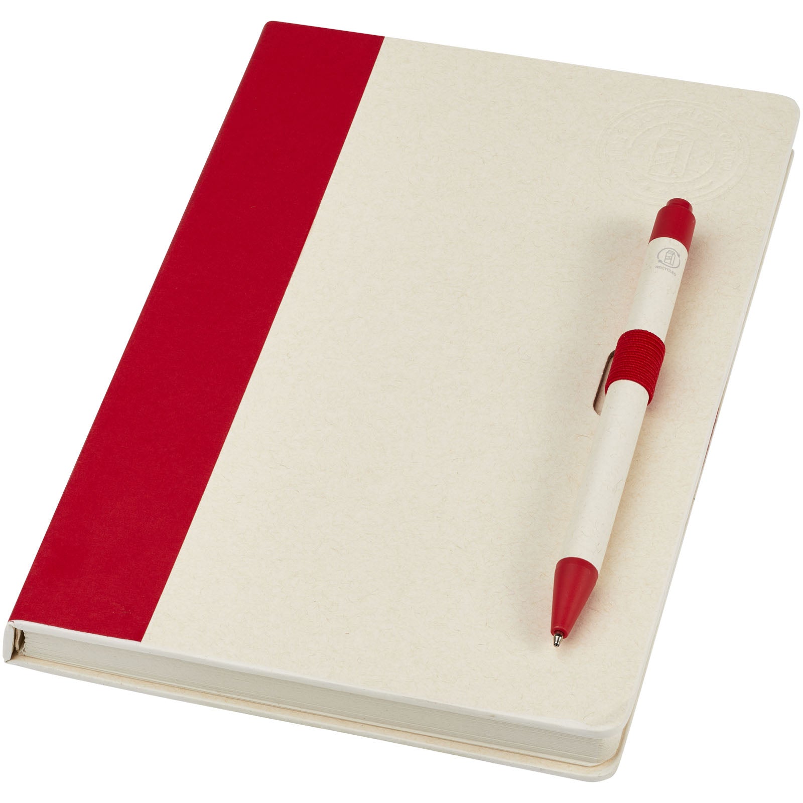 Dairy Dream A5 Notizbuch und Kugelschreiber-Set aus recyceltem Milchkarton – Rot