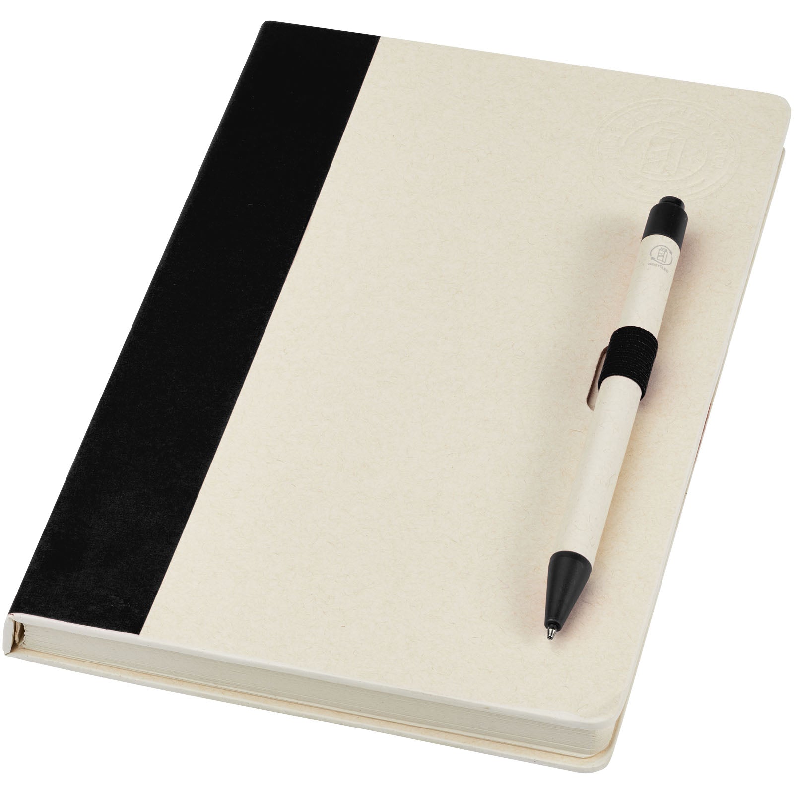 Dairy Dream A5 Notizbuch und Kugelschreiber-Set aus recyceltem Milchkarton – Schwarz