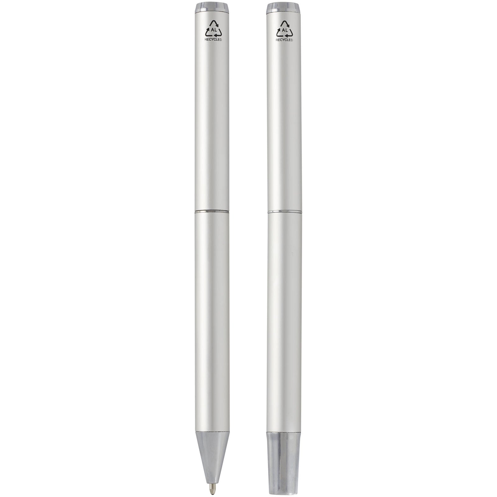 Lucetto Set mit Kugelschreiber und Tintenroller aus recyceltem Aluminium (schwarze Mine)