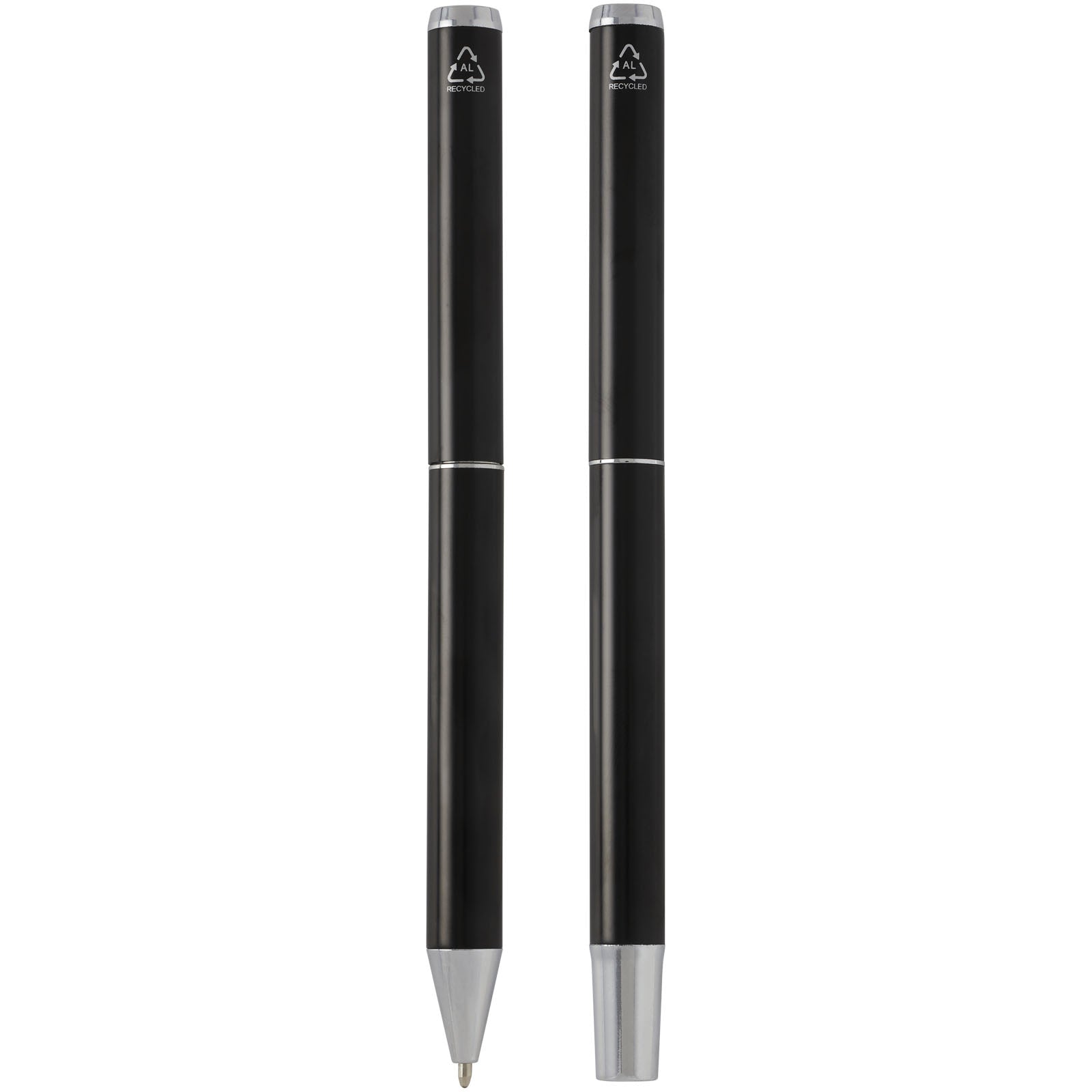 Lucetto Set mit Kugelschreiber und Tintenroller aus recyceltem Aluminium (schwarze Mine)