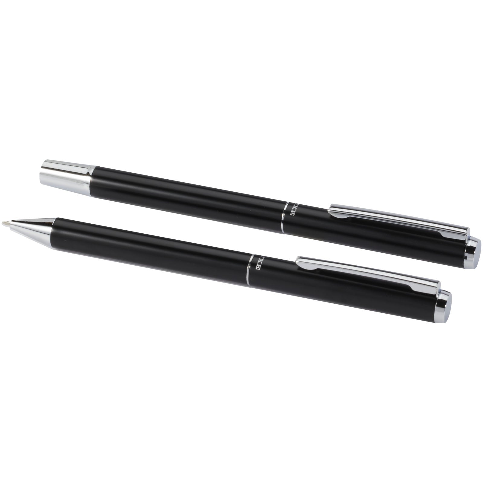 Lucetto Set mit Kugelschreiber und Tintenroller aus recyceltem Aluminium (schwarze Mine)
