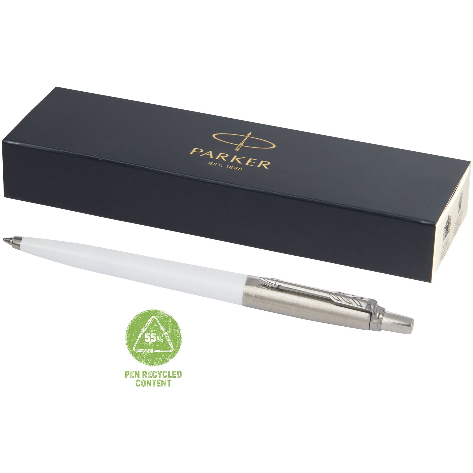 Parker Jotter Recycled Kugelschreiber (schwarze Mine) – Weiss