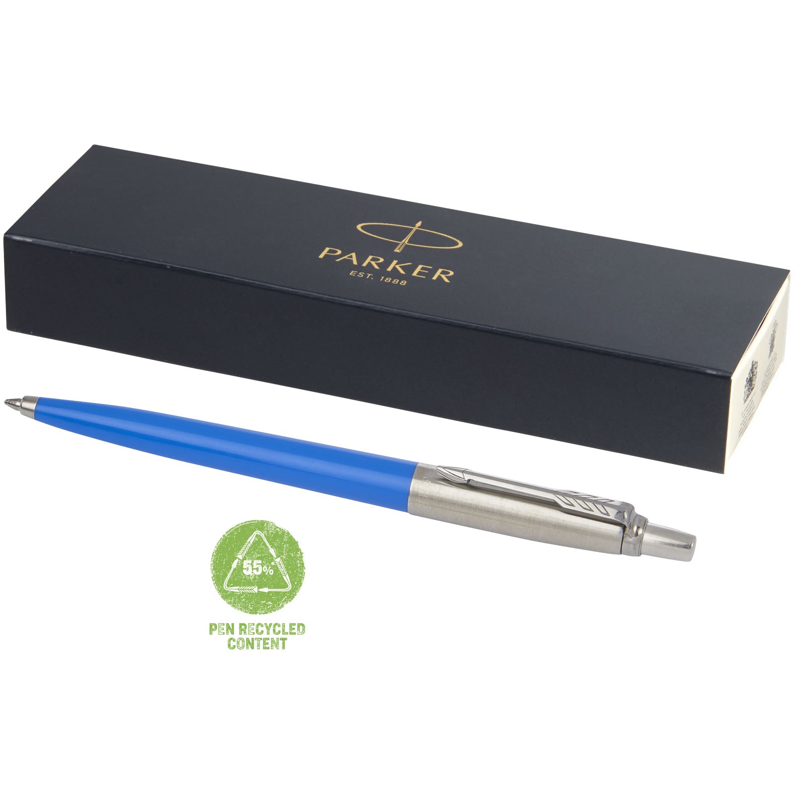 Parker Jotter Recycled Kugelschreiber (schwarze Mine) – Processblau