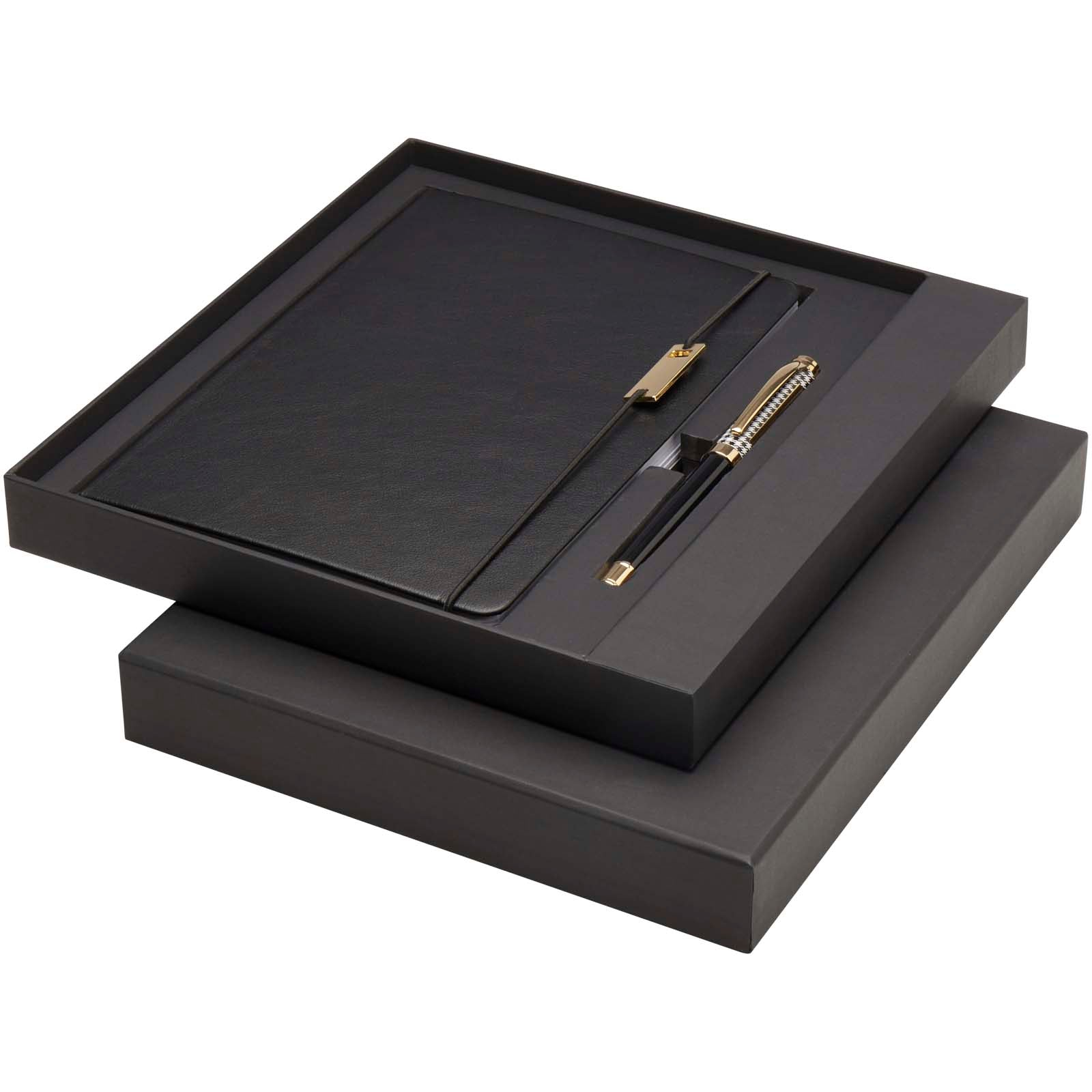 Legato A5 Notizbuch und Tintenroller Set (blaue Mine) – Schwarz