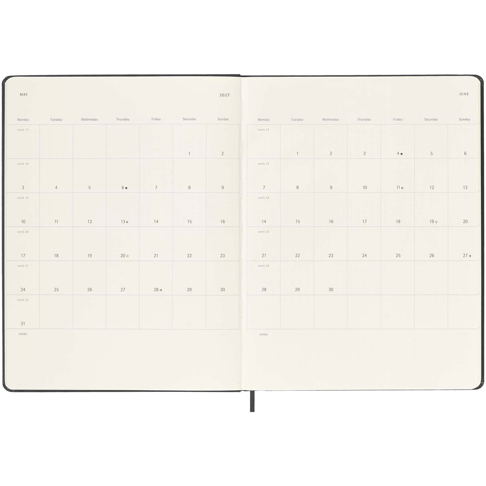 Moleskine Hardcover 12 Monate Wochenkalender XL