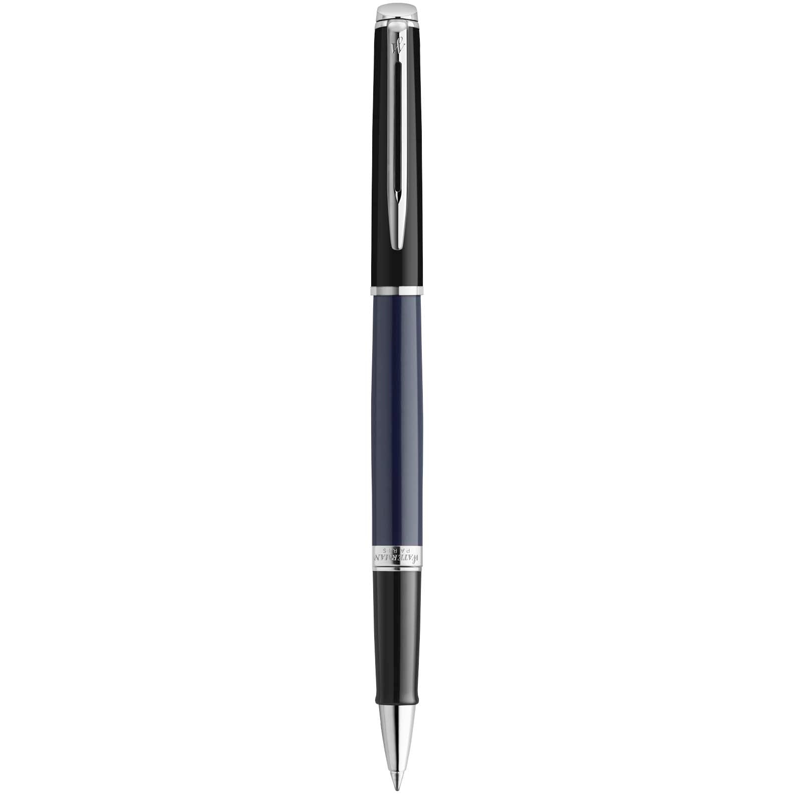 Waterman Hemisphere Color-Block Tintenroller mit Palladiumbeschichtung (schwarze Mine) – Blau und Schwarz