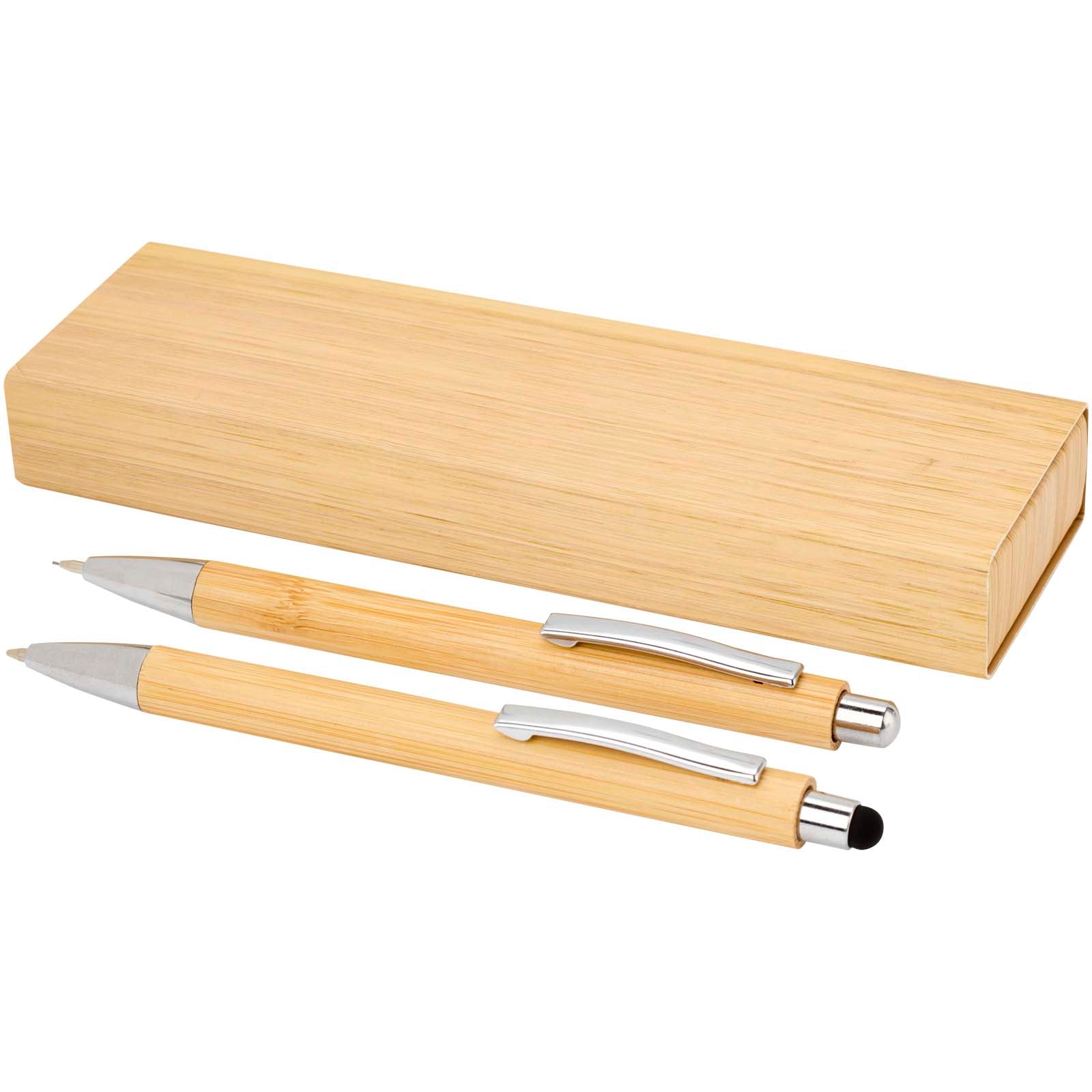 Oblys Kugelschreiber und Druckbleistiftset aus Bambus (schwarze Mine) – Natur
