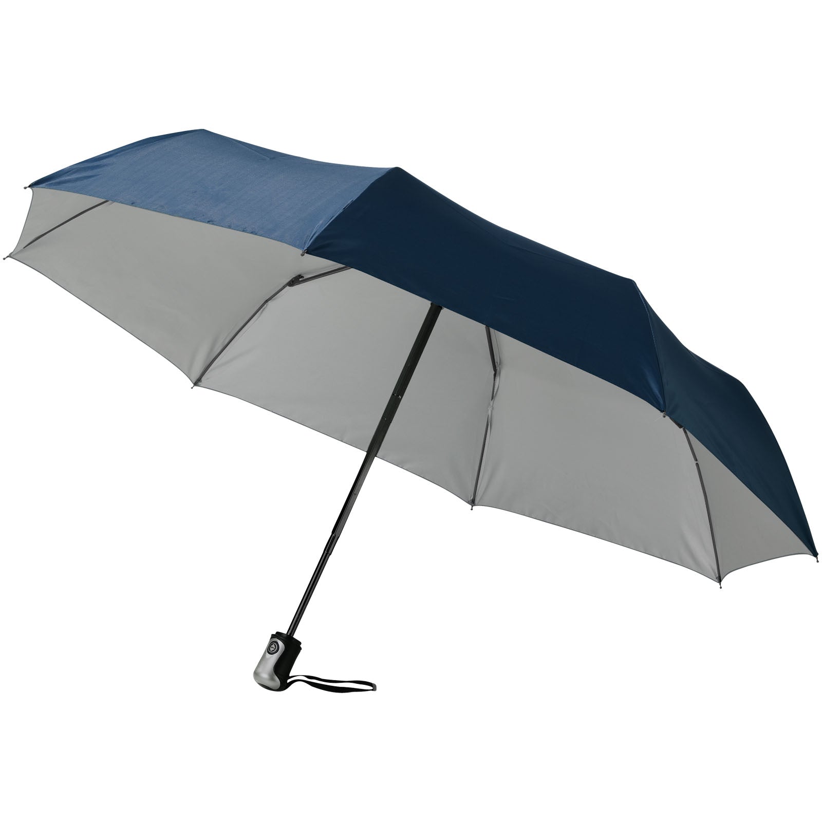 Alex 21,5" Vollautomatik Kompaktregenschirm – Navy und Silber