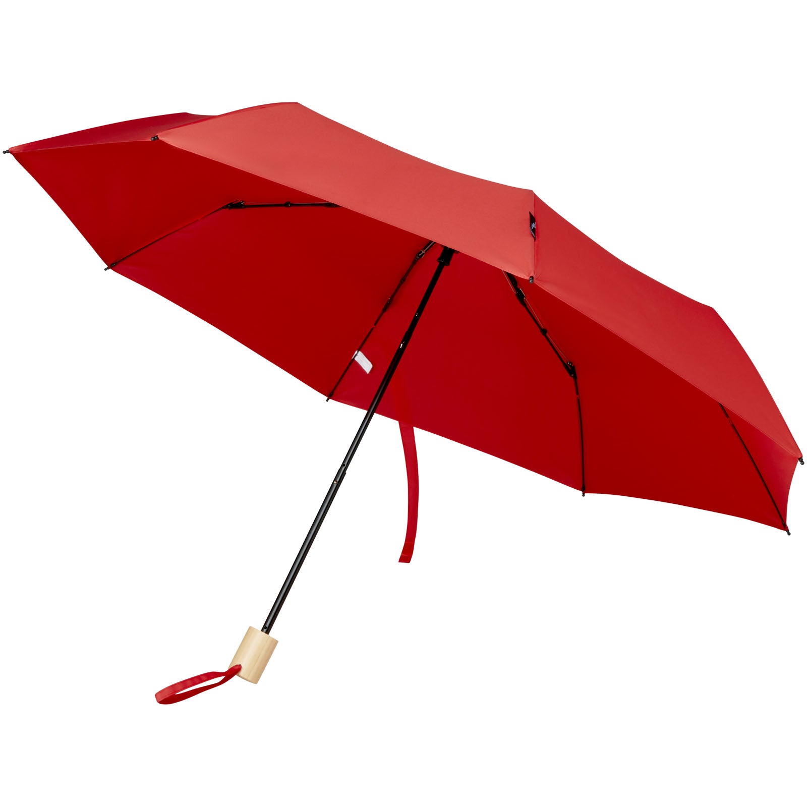 Birgit 21'' faltbarer winddichter Regenschirm aus recyceltem PET – Rot