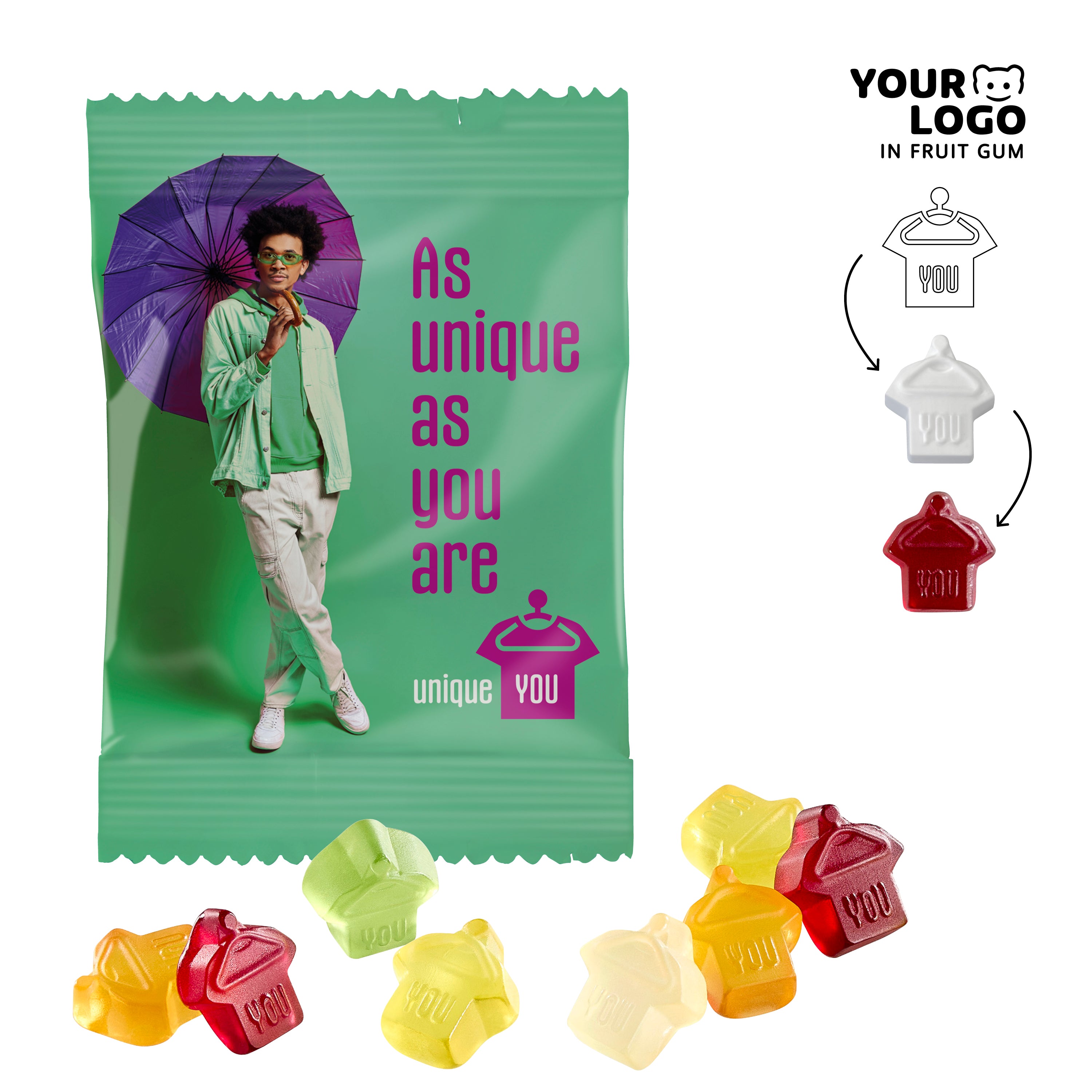 Fruchtgummi individuell 10 g, VEGAN im konventionellen Tütchen