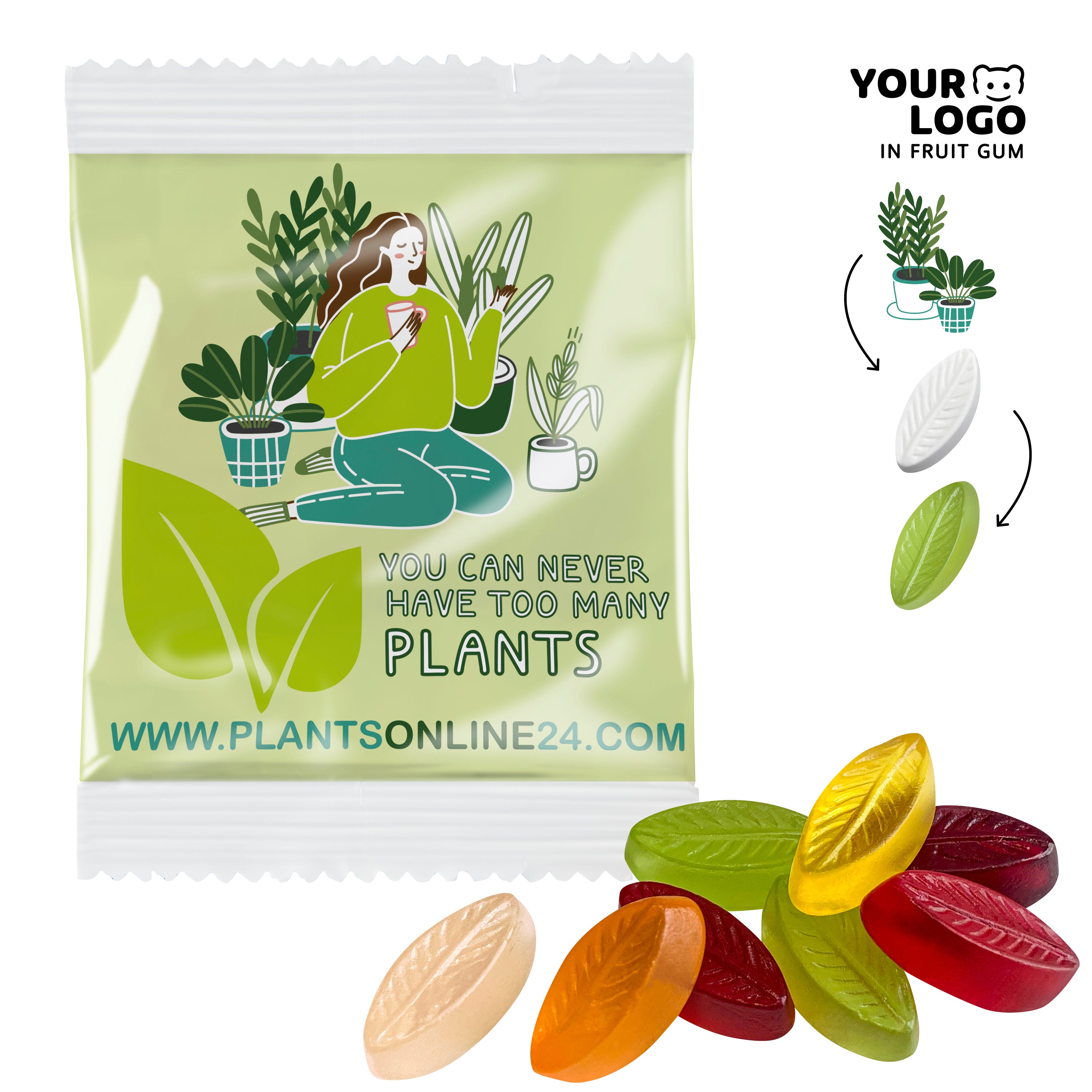 Fruchtgummi individuell 20 g, VEGAN im kompostierbaren Tütchen