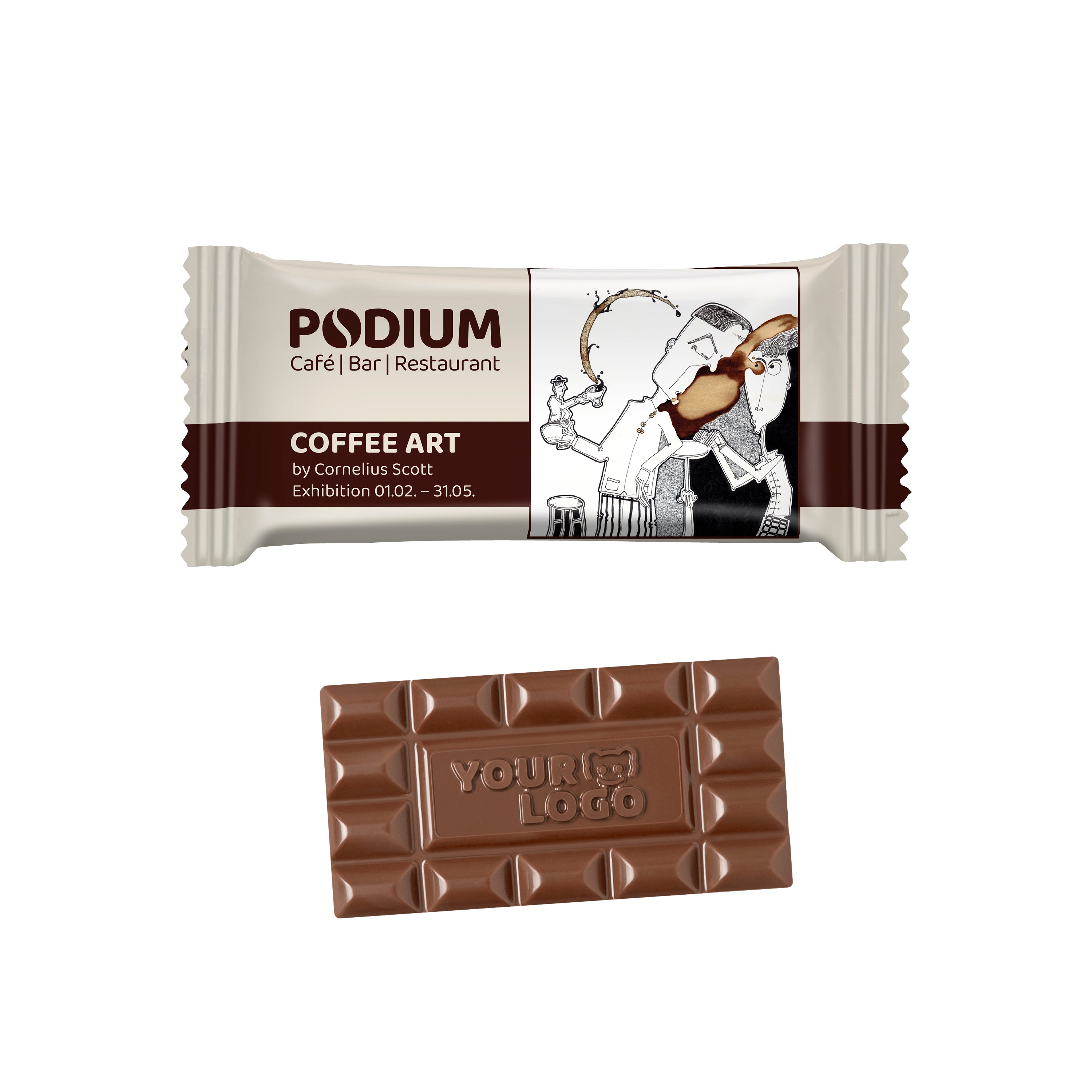 Schoko-Sondermotiv M in konventionellem Flowpack