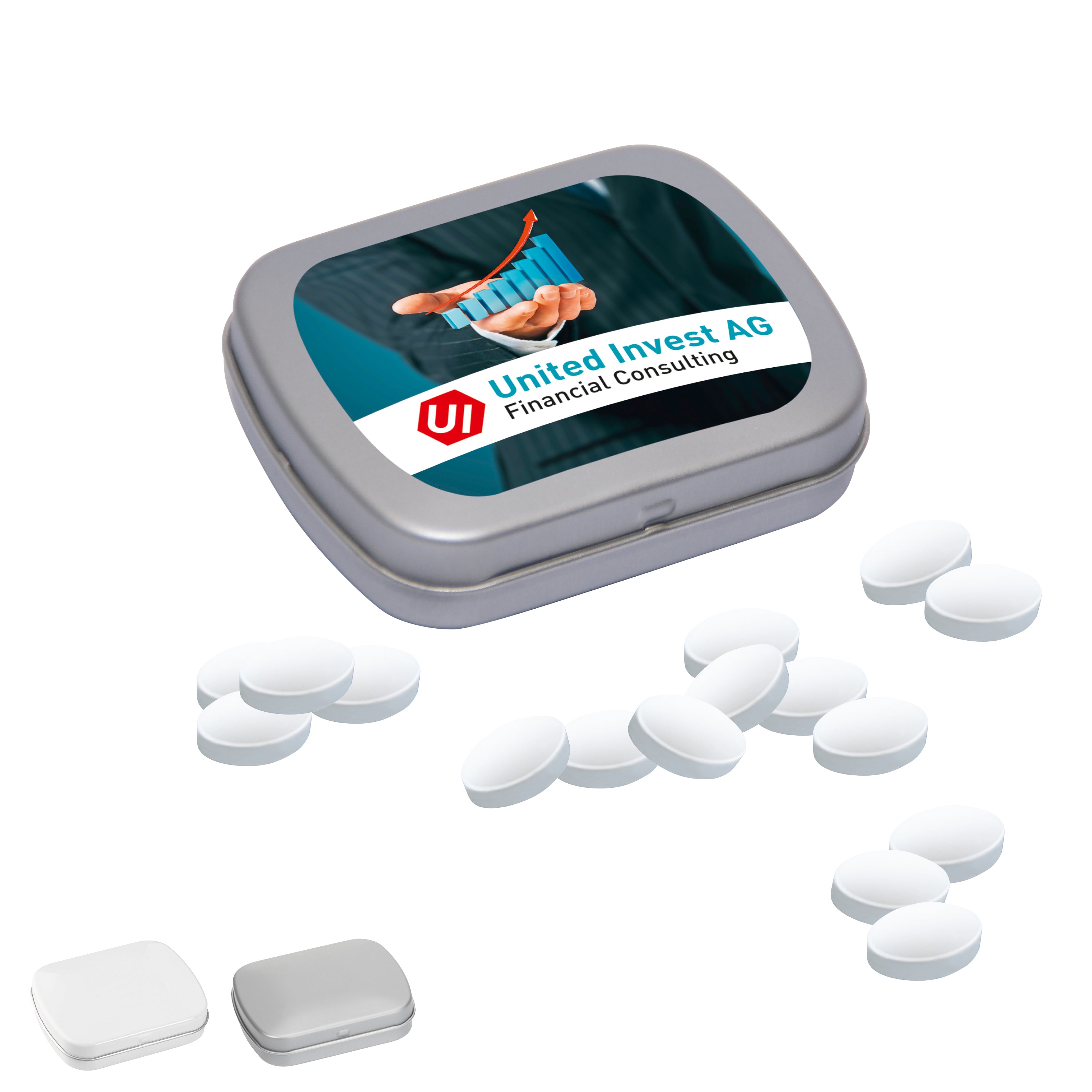 MINI-Klappdose mit Cool Ice, 20g – weiß-glänzend
